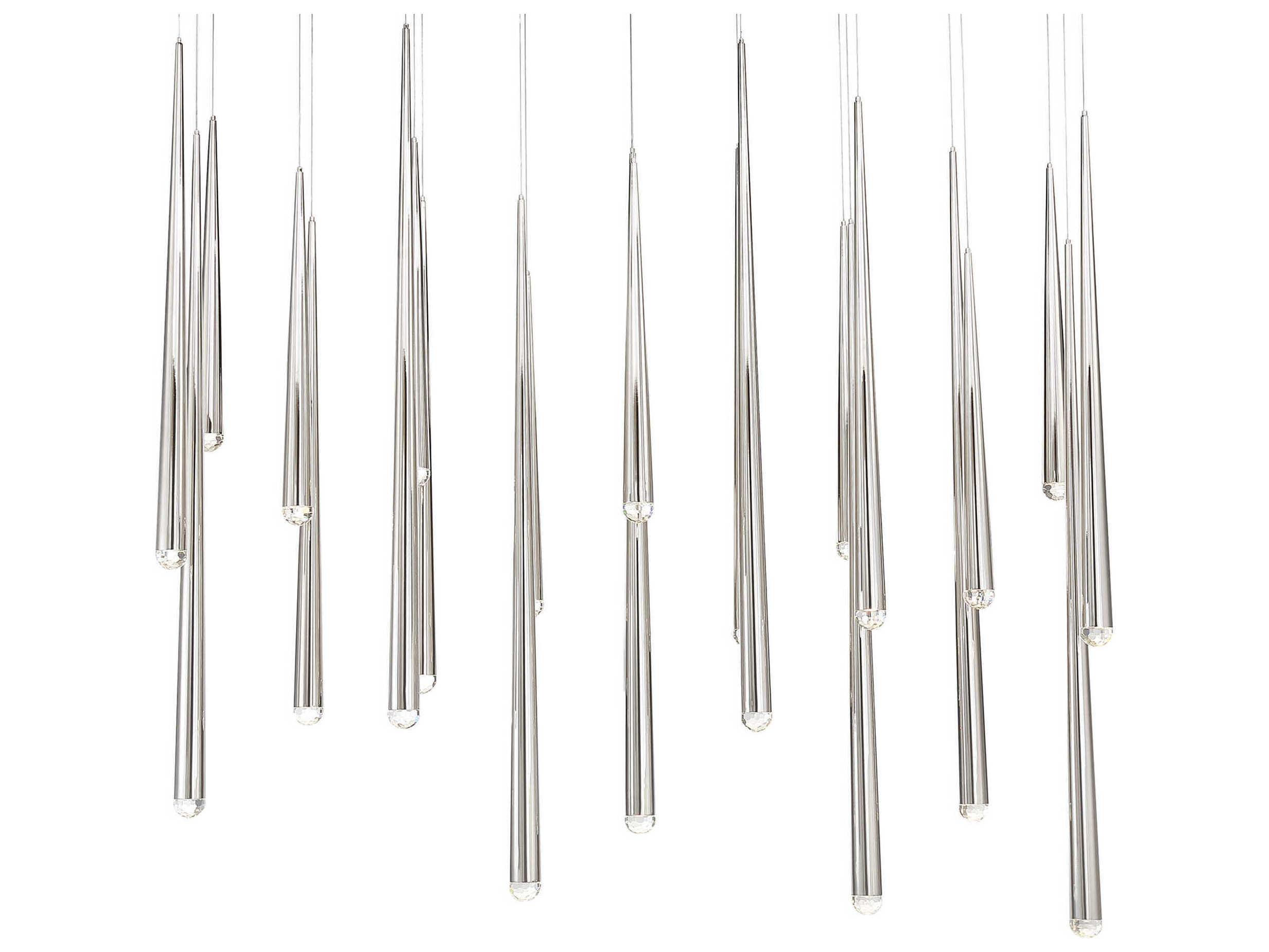 Modern Forms Cascade 23-Light Polished Nickel Crystal LED Linear Island Pendant