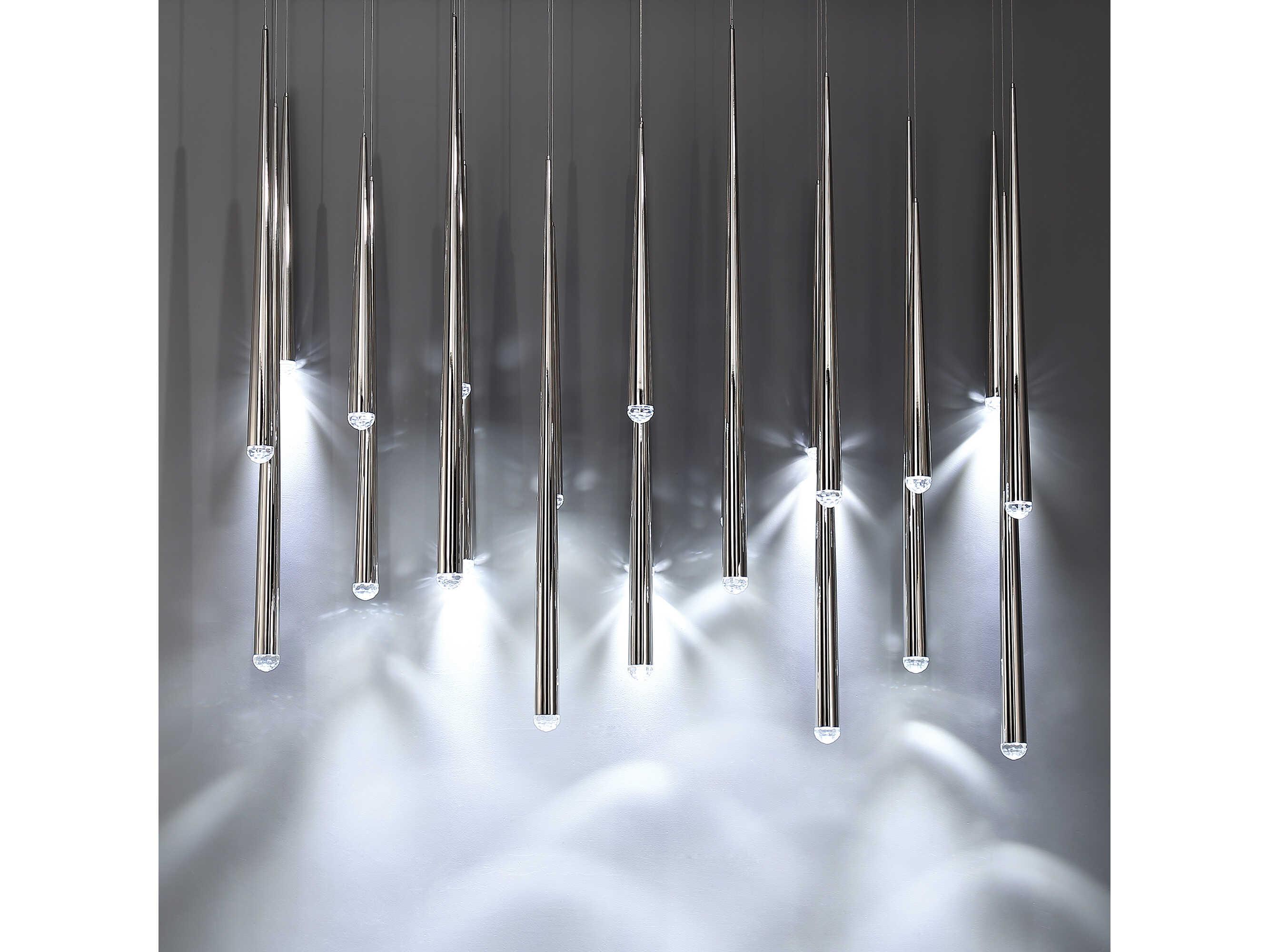 Modern Forms Cascade 23-Light Polished Nickel Crystal LED Linear Island Pendant