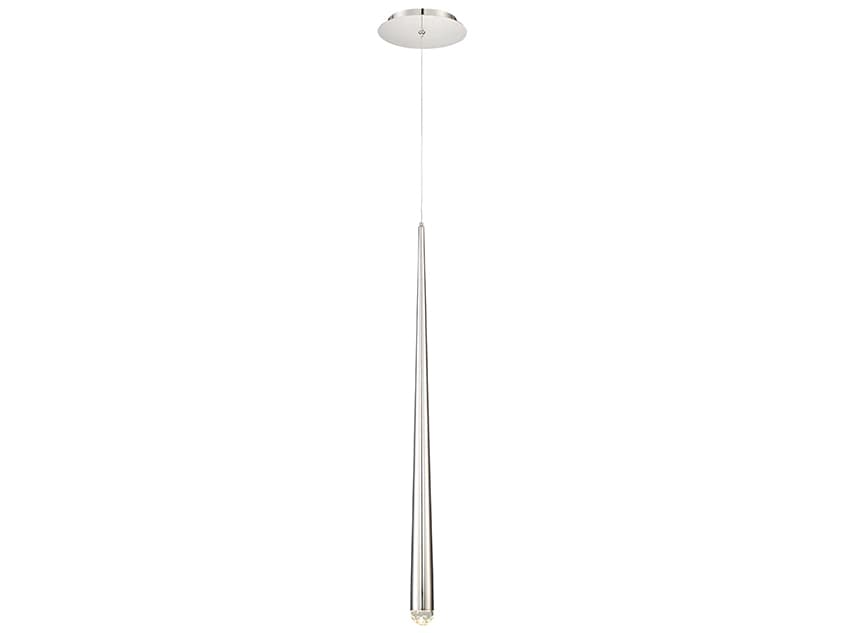 Modern Forms Cascade 1-Light Polished Nickel Crystal LED Mini Pendant