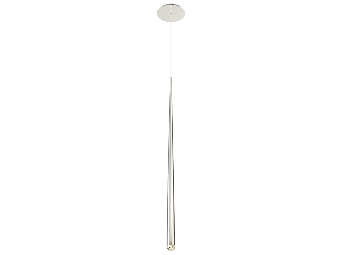 Modern Forms Cascade 1-Light Polished Nickel Crystal LED Mini Pendant