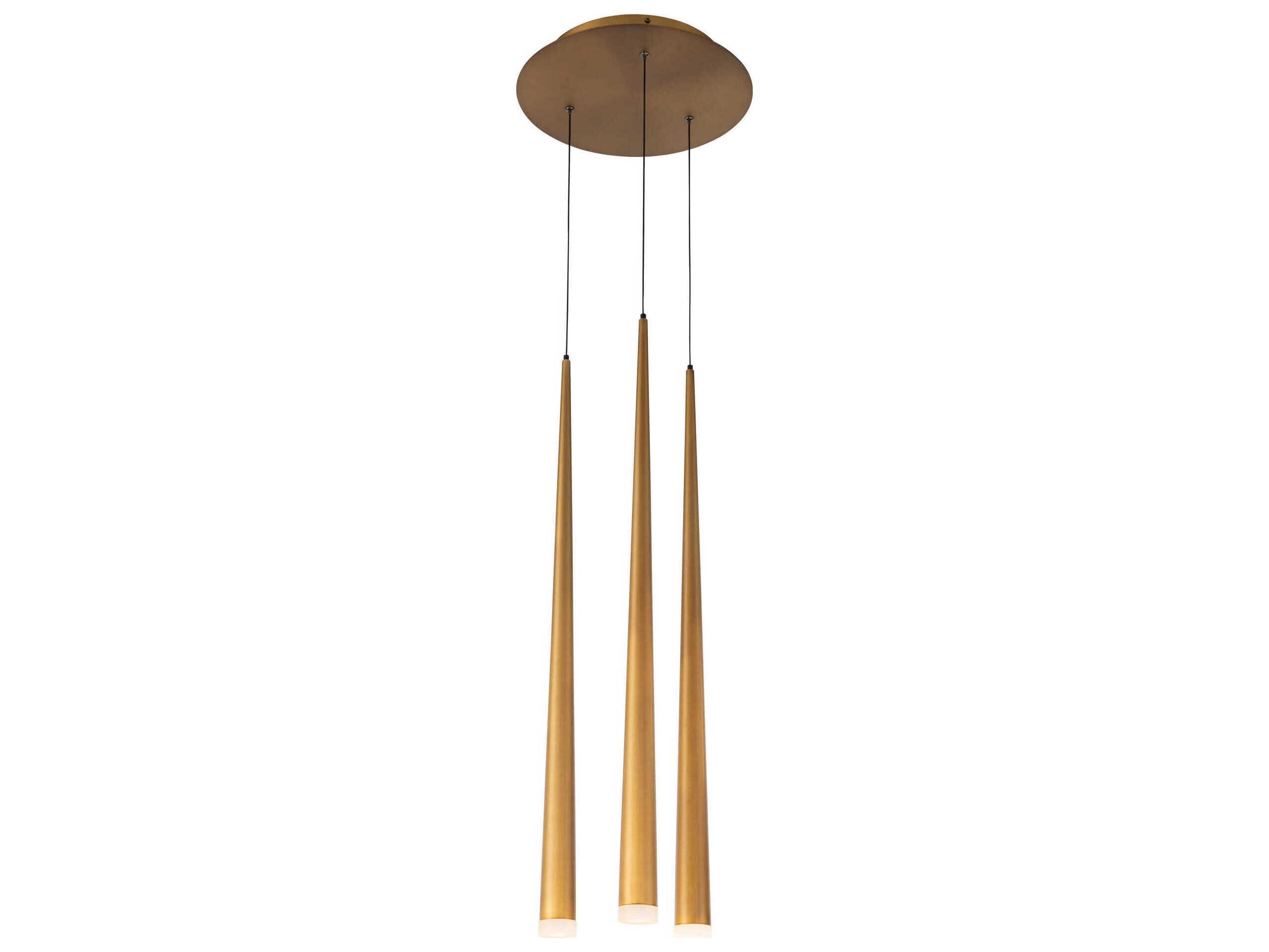 Modern Forms Cascade 3-Light Aged Brass Glass LED Mini Pendant
