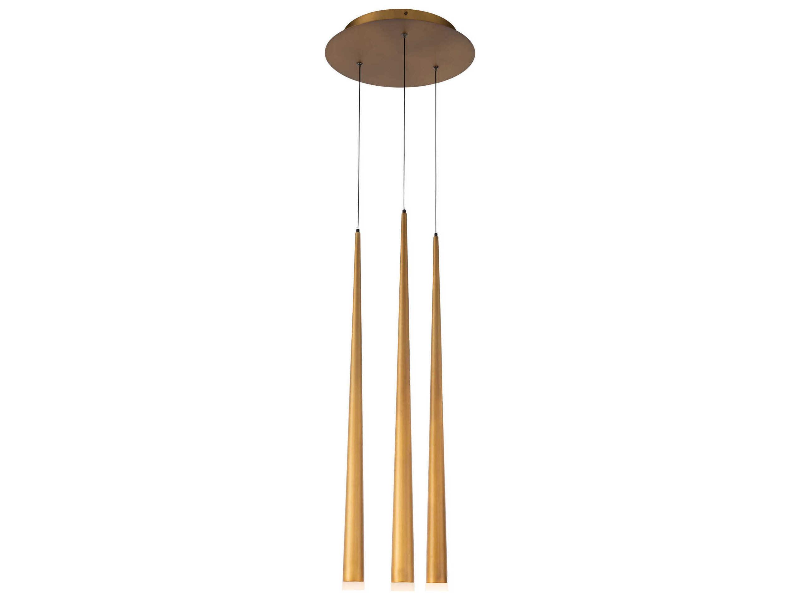 Modern Forms Cascade 3-Light Aged Brass Glass LED Mini Pendant