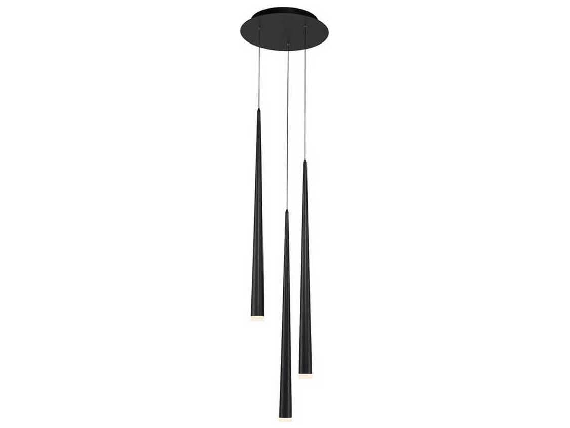 Modern Forms Cascade 3-Light Black Glass LED Mini Pendant