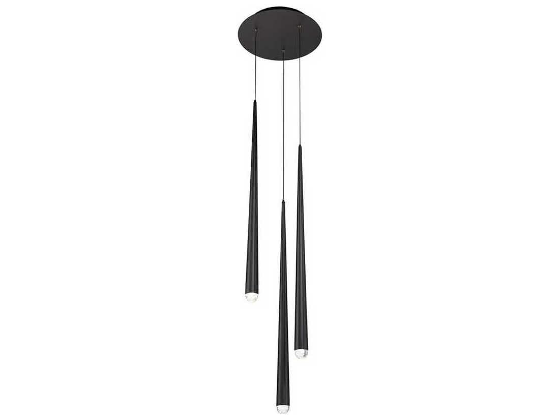 Modern Forms Cascade 3-Light Black Glass LED Mini Pendant