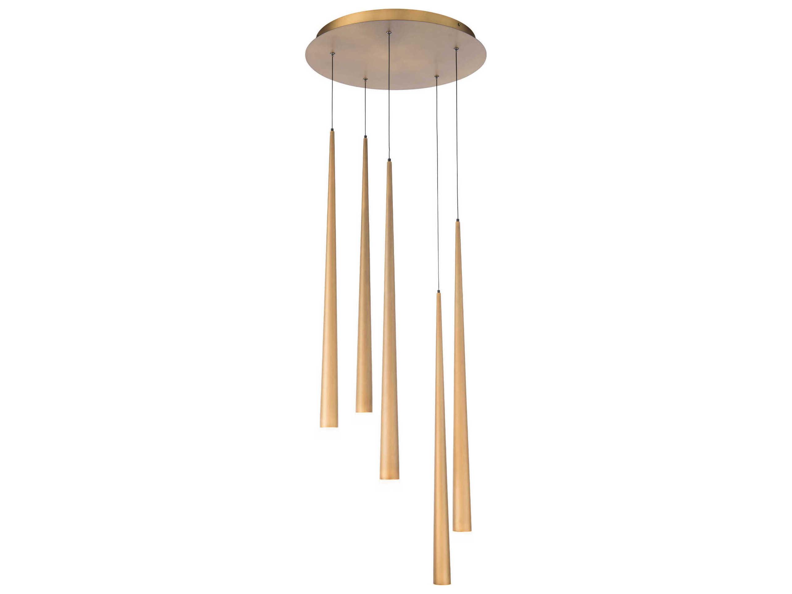 Modern Forms Cascade 5-Light Aged Brass Glass LED Pendant