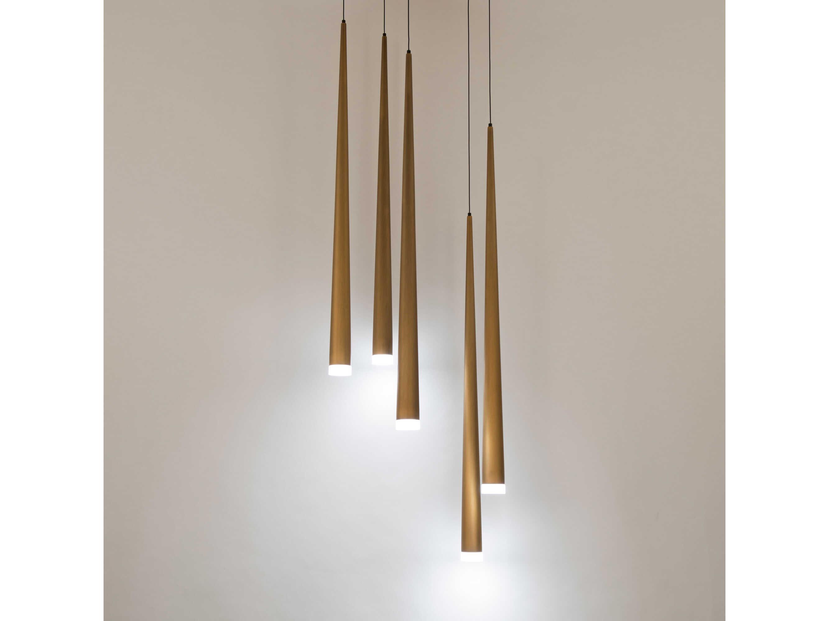 Modern Forms Cascade 5-Light Aged Brass Glass LED Pendant