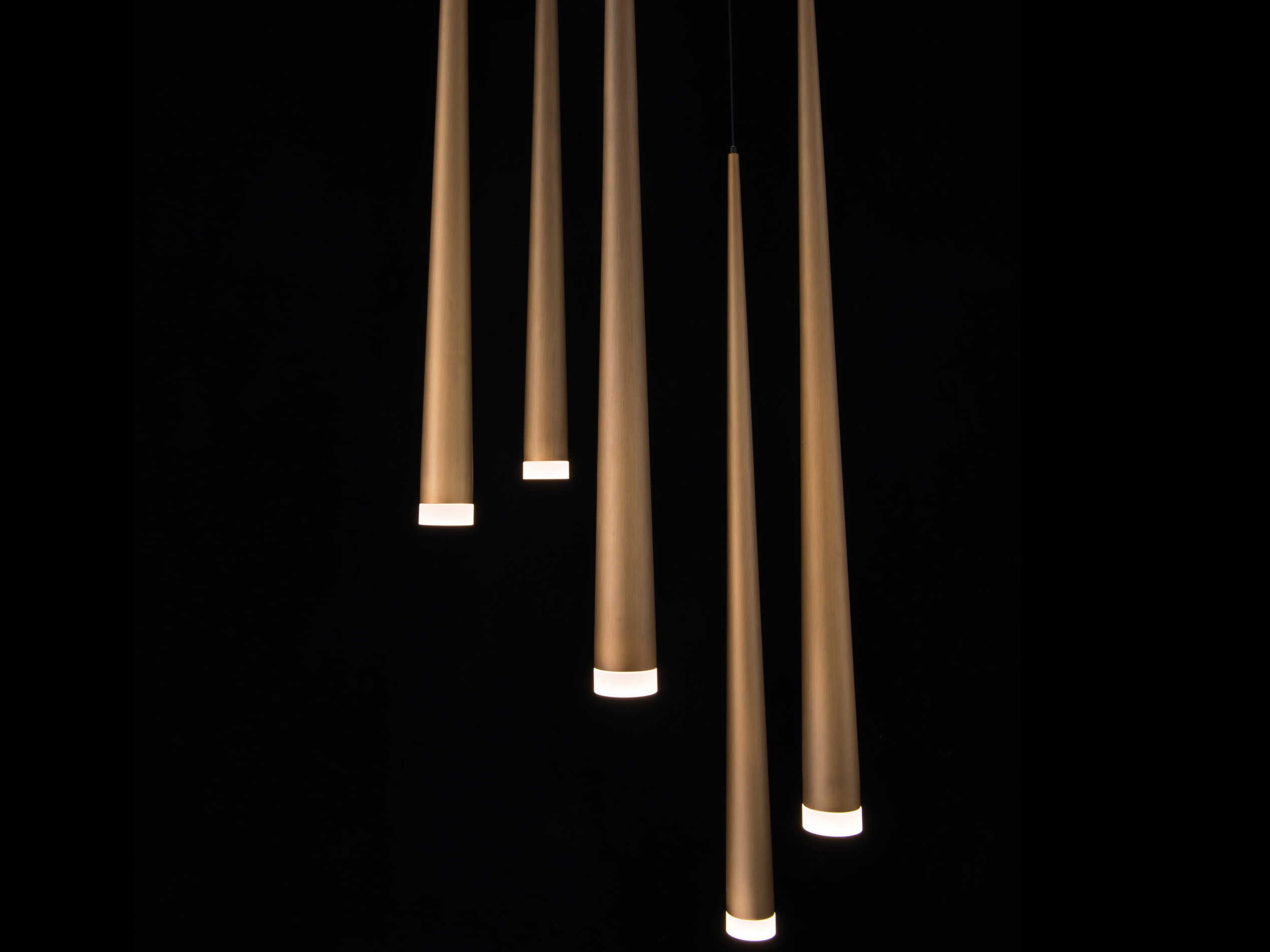 Modern Forms Cascade 5-Light Aged Brass Glass LED Pendant