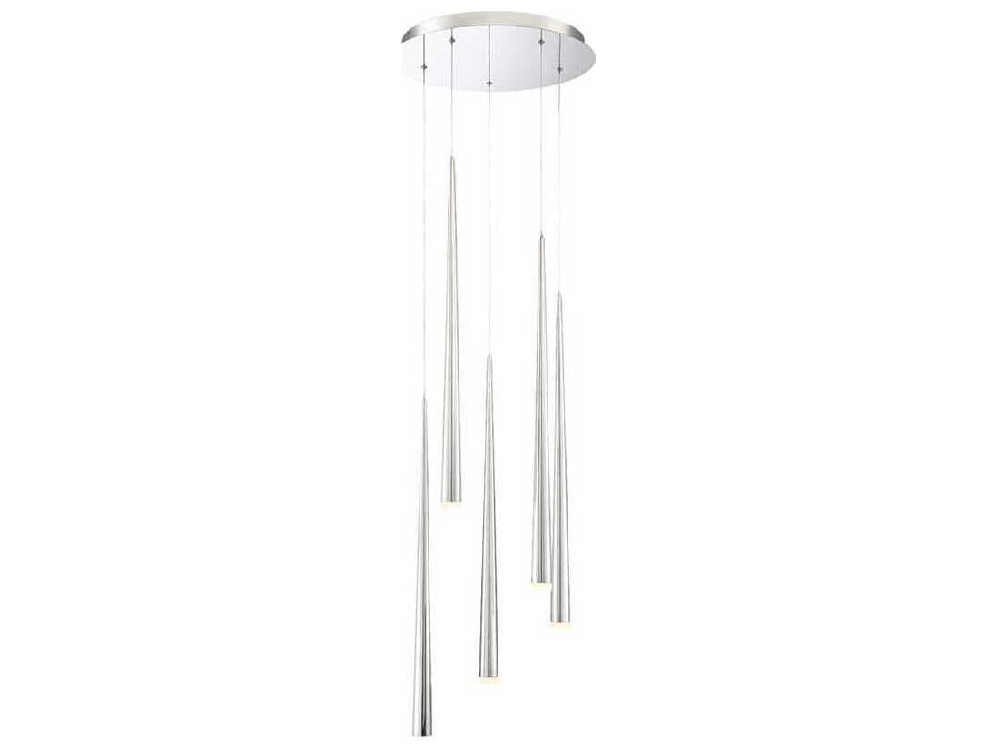 Modern Forms Cascade 5-Light Polished Nickel Glass LED Pendant