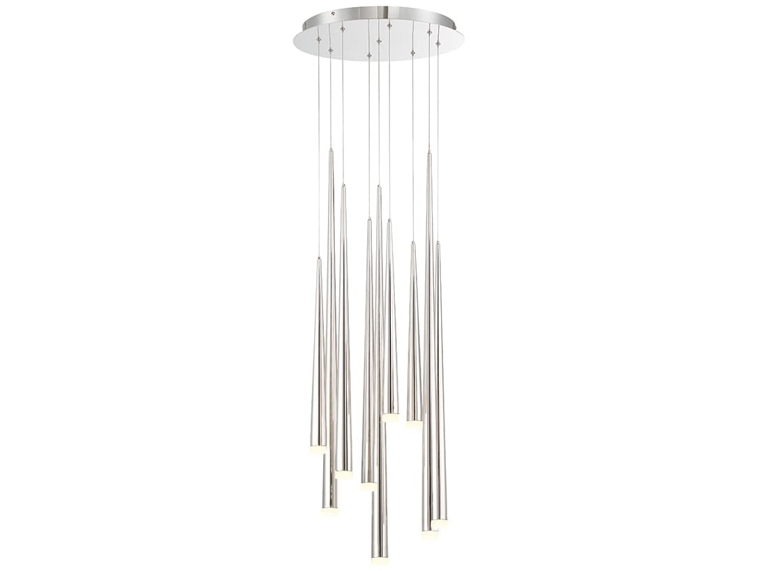 Modern Forms Cascade 9-Light Polished Nickel Glass LED Pendant