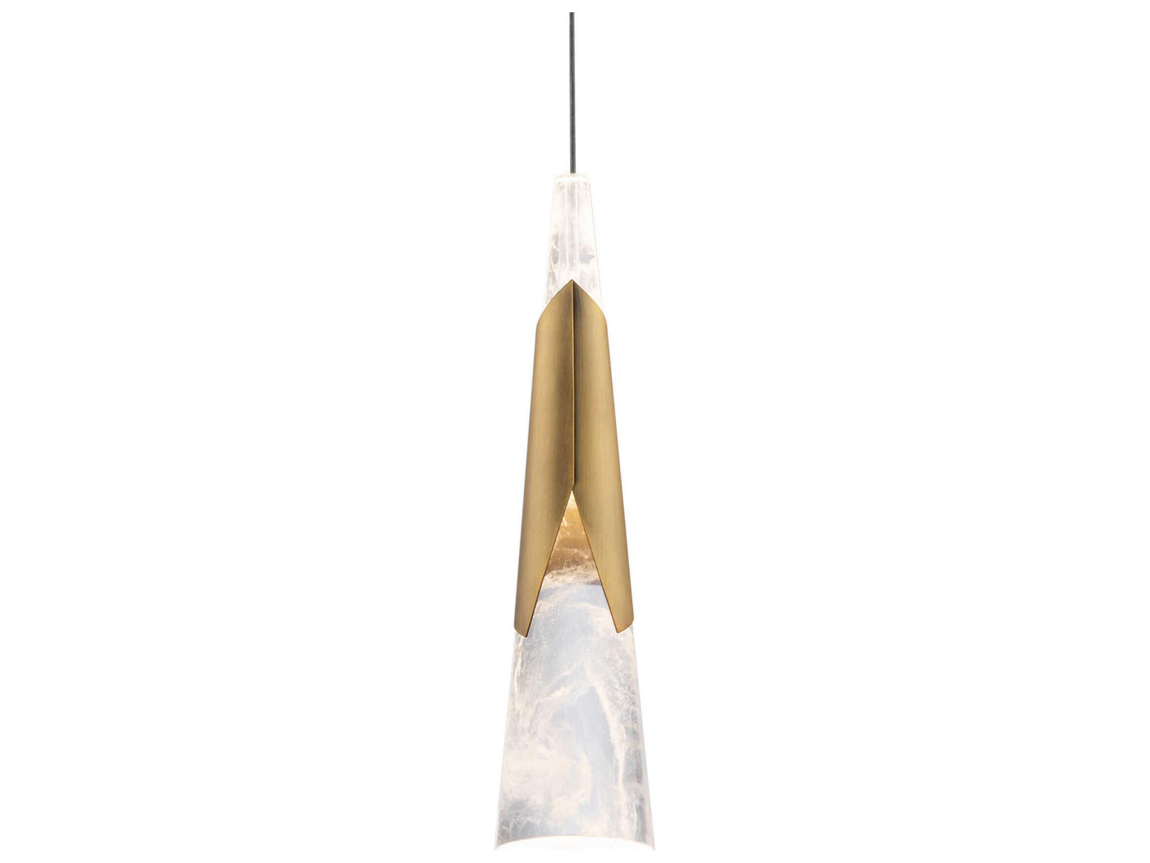 Modern Forms Kilt 1-Light Aged Brass Mini Pendant