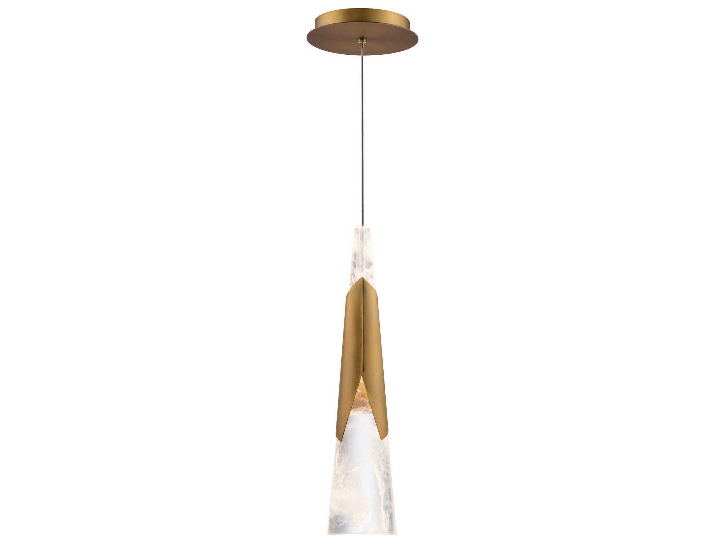 Modern Forms Kilt 1-Light Aged Brass Mini Pendant