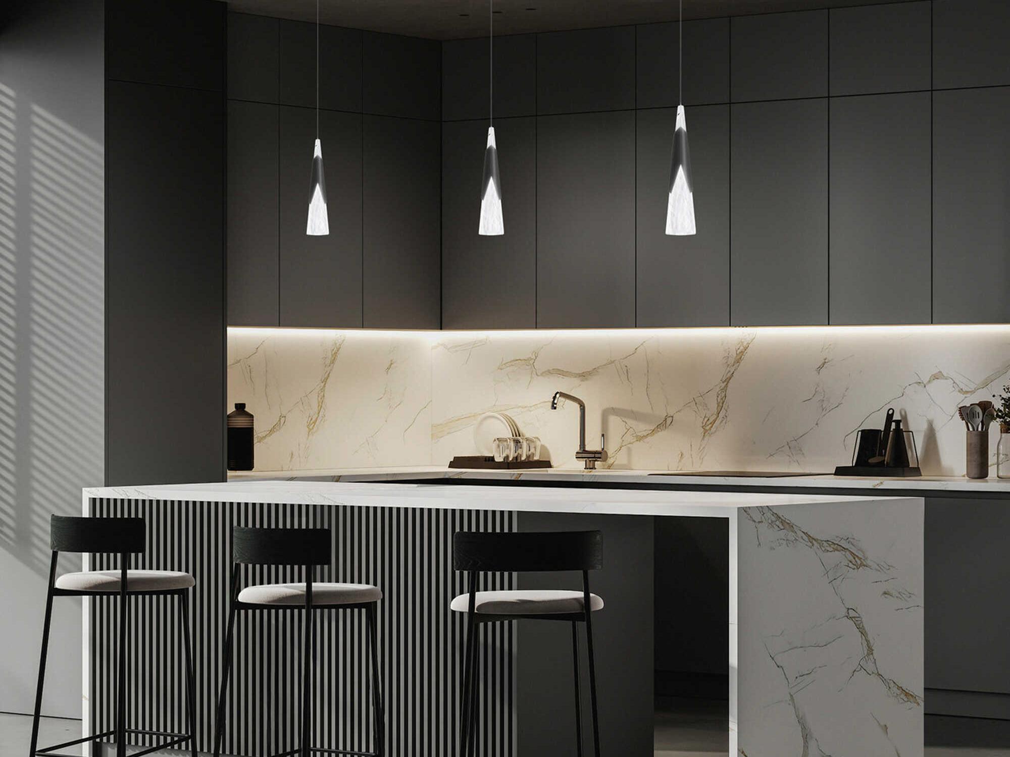 Modern Forms Kilt 1-Light Black Mini Pendant