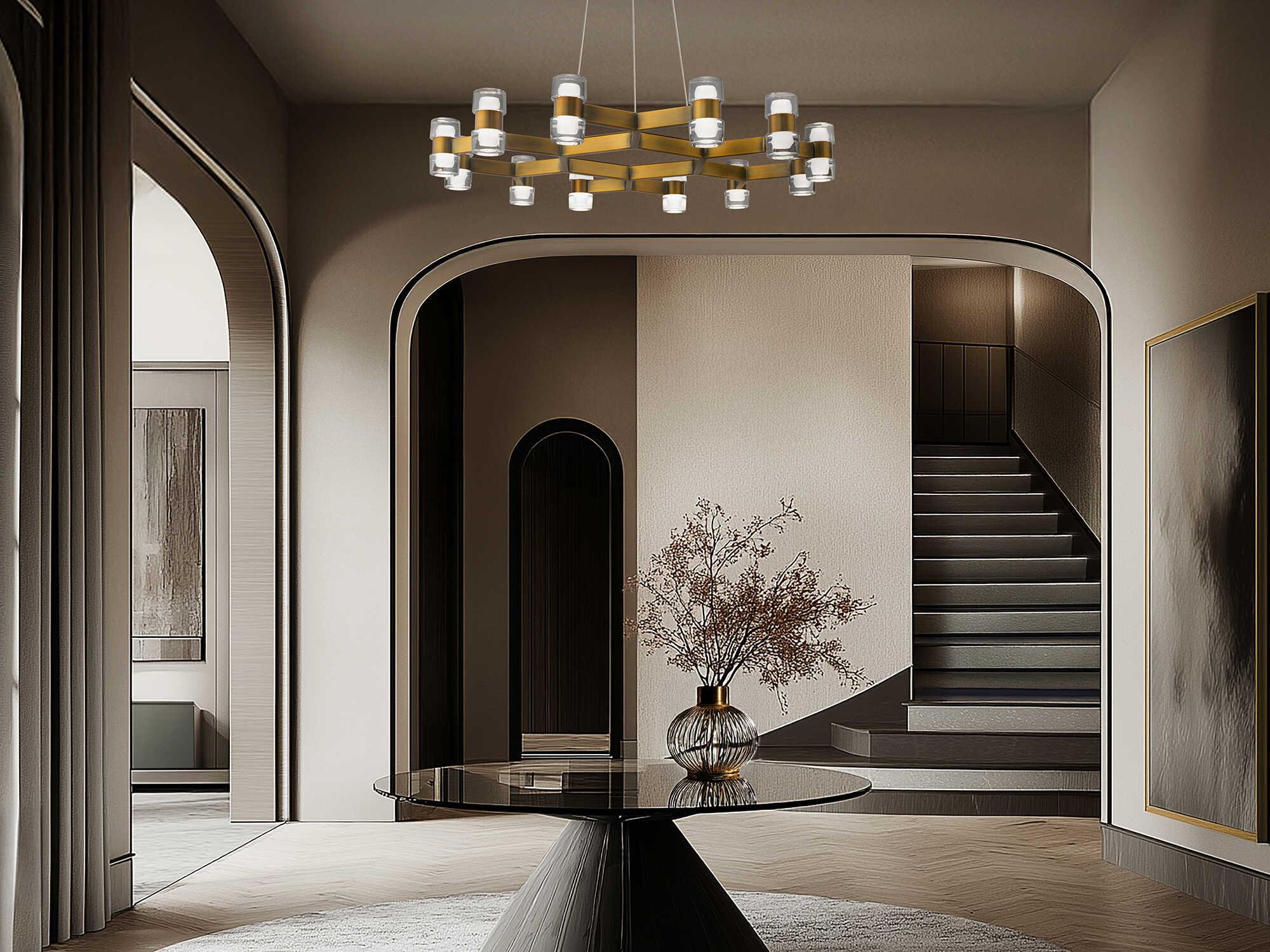 Modern Forms Dashe 24-Light Aged Brass Geometric Chandelier