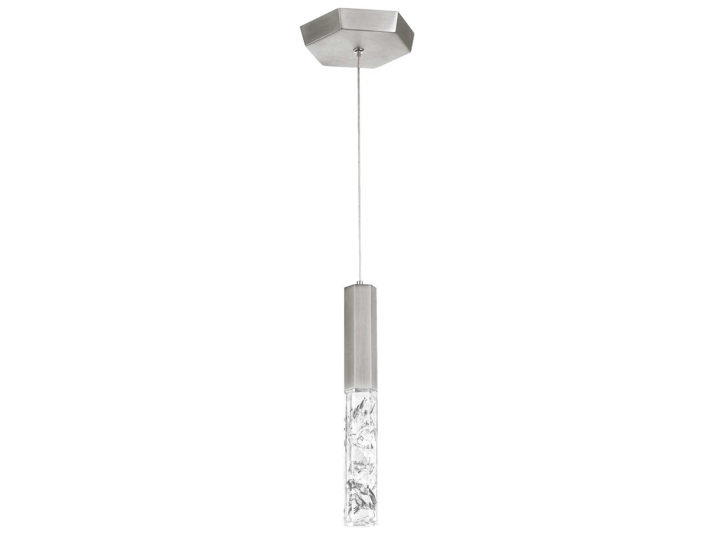 Modern Forms Basalt 1-Light Brushed Nickel Crystal LED Cylinder Mini Pendant