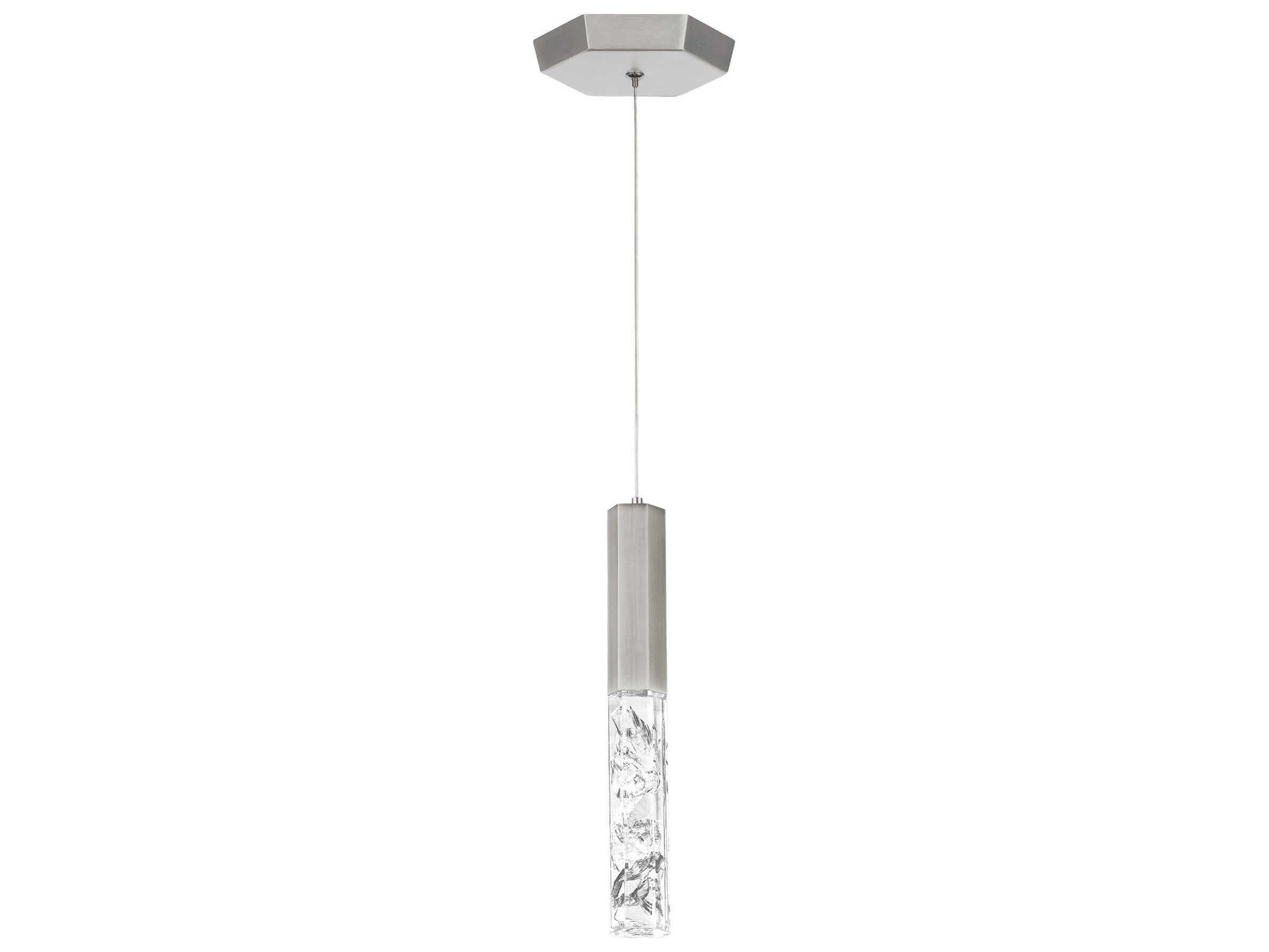 Modern Forms Basalt 1-Light Brushed Nickel Crystal LED Cylinder Mini Pendant