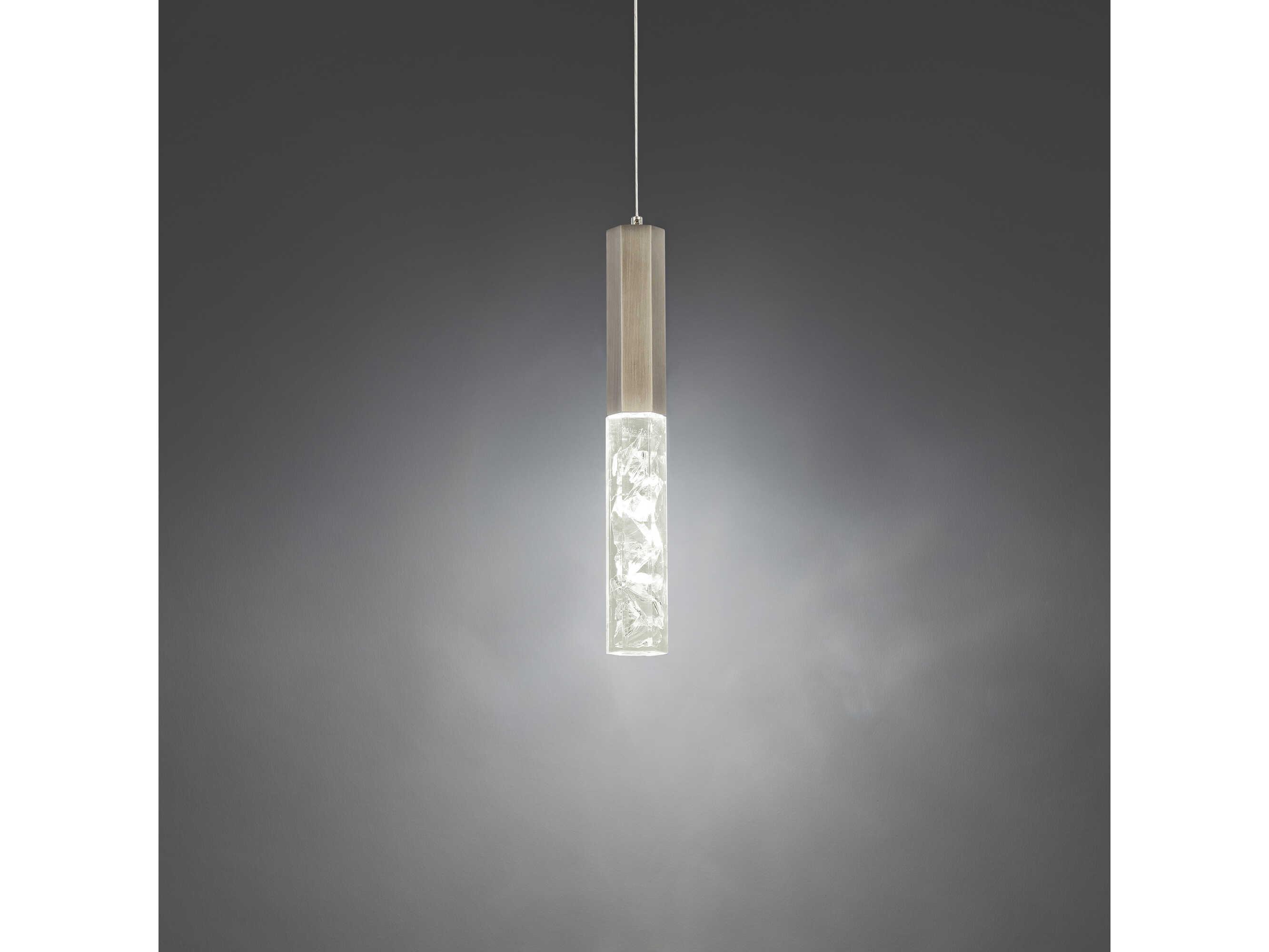 Modern Forms Basalt 1-Light Brushed Nickel Crystal LED Cylinder Mini Pendant