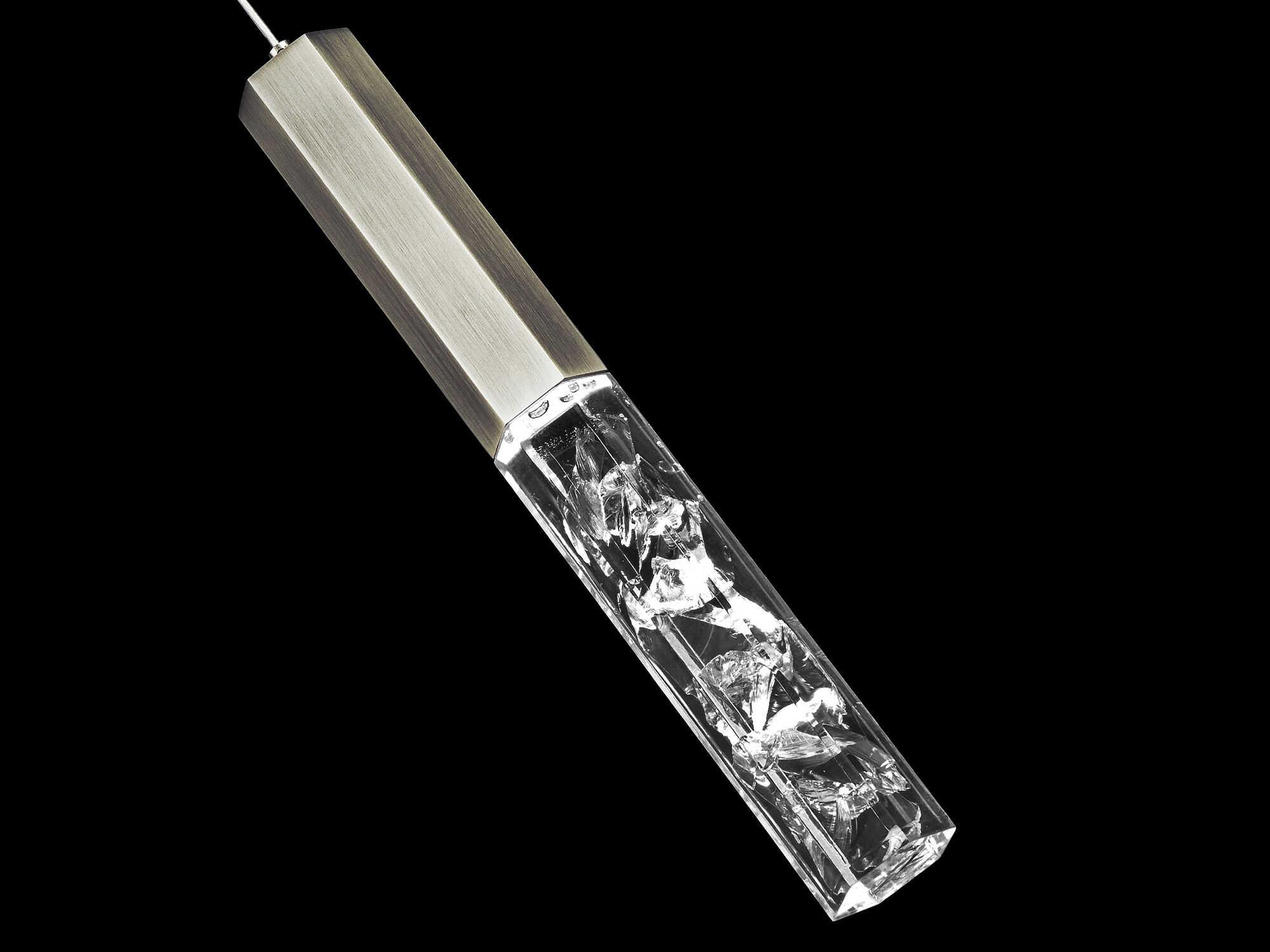 Modern Forms Basalt 1-Light Brushed Nickel Crystal LED Cylinder Mini Pendant