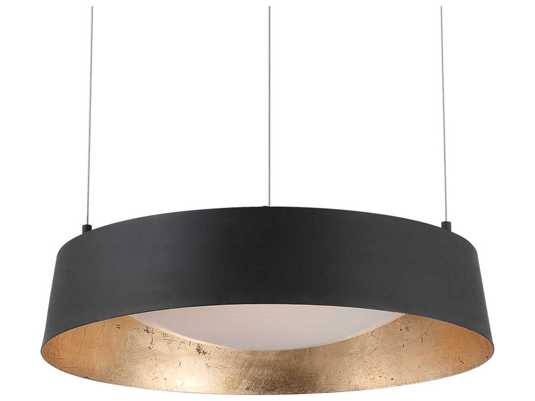 Modern Forms Gilt 1-Light Black Gold Leaf Glass LED Round Pendant