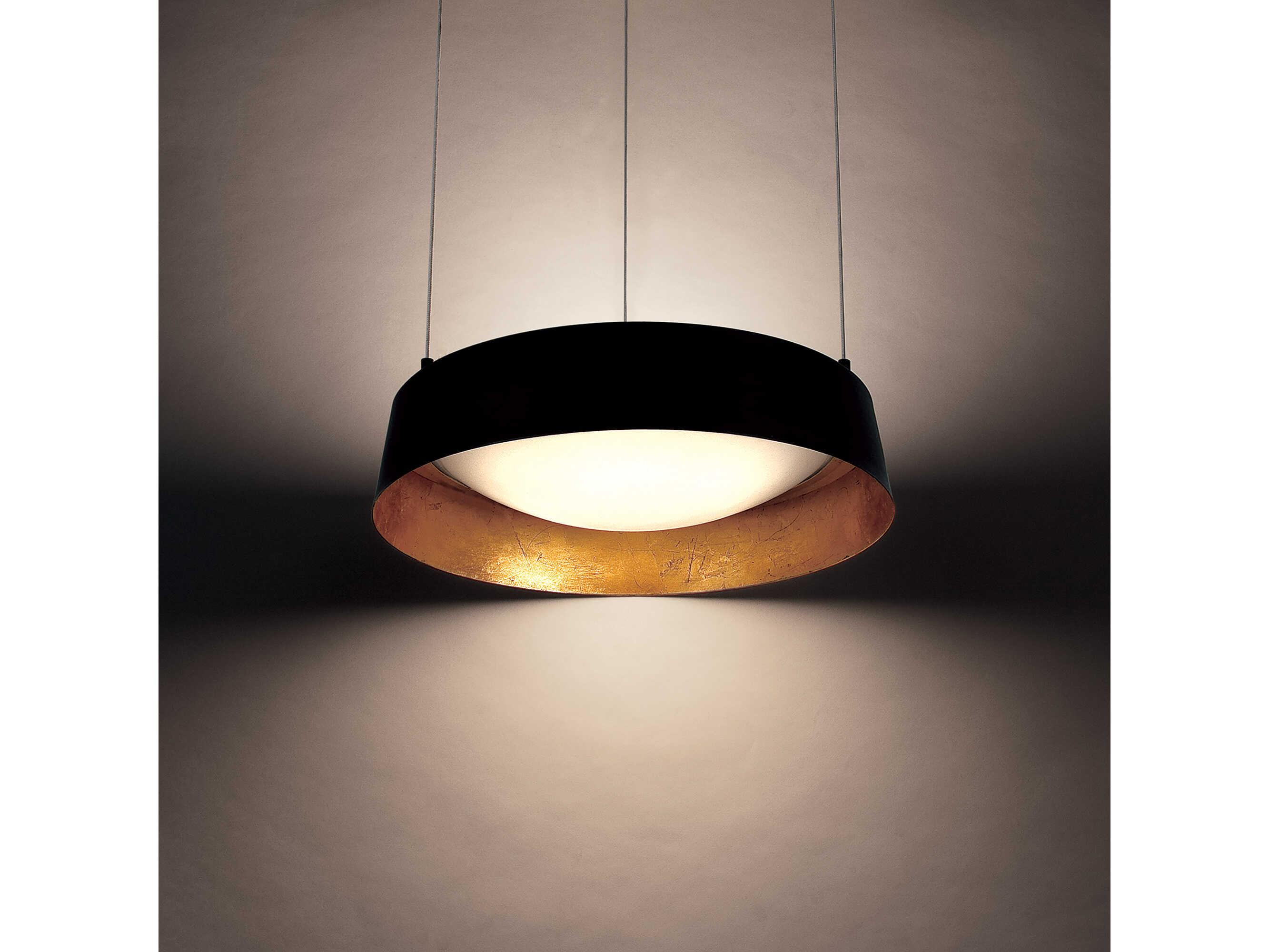 Modern Forms Gilt 1-Light Black Gold Leaf Glass LED Round Pendant