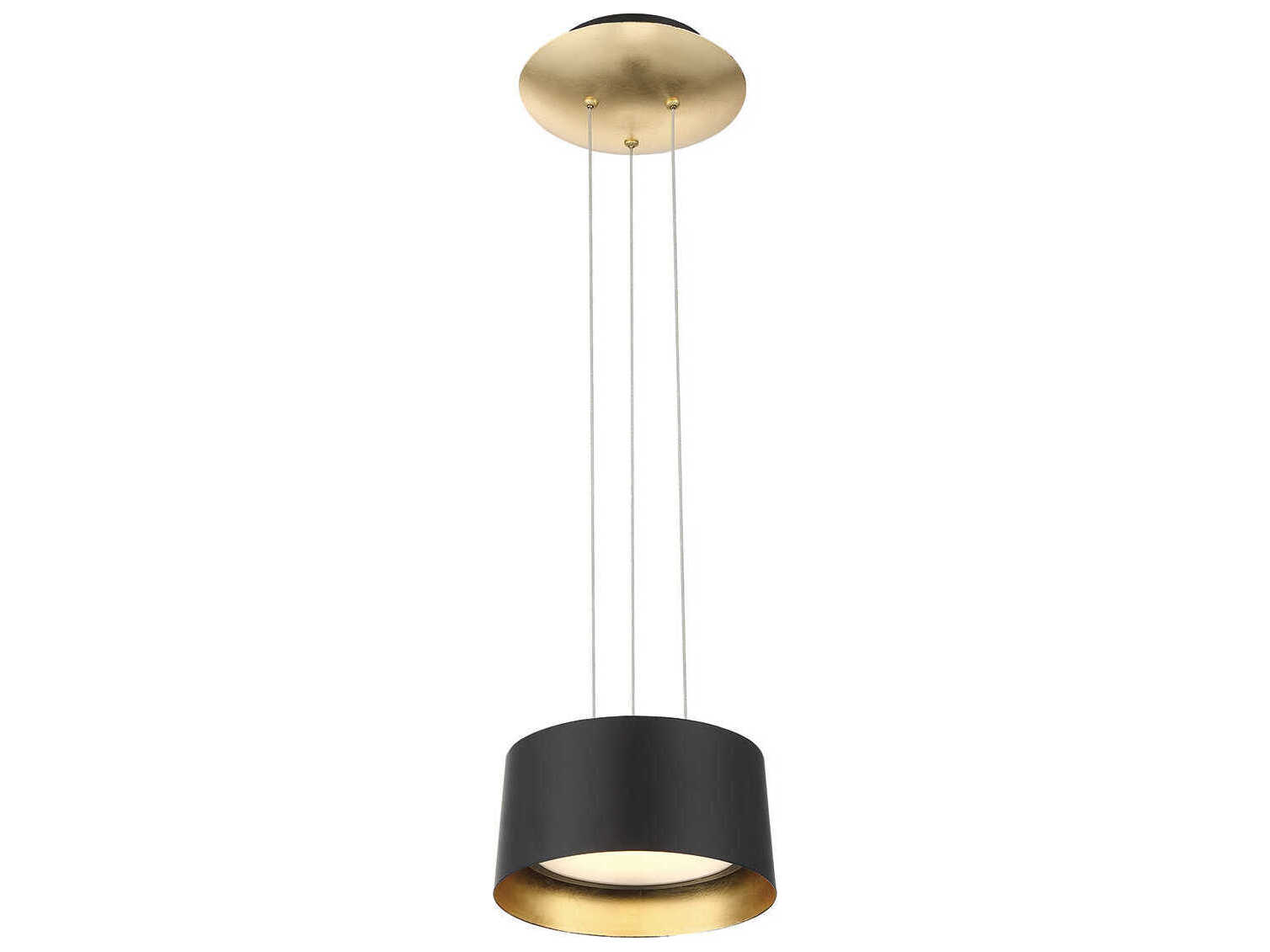 Modern Forms Marimba 1-Light Black Gold Leaf Glass LED Drum Mini Pendant
