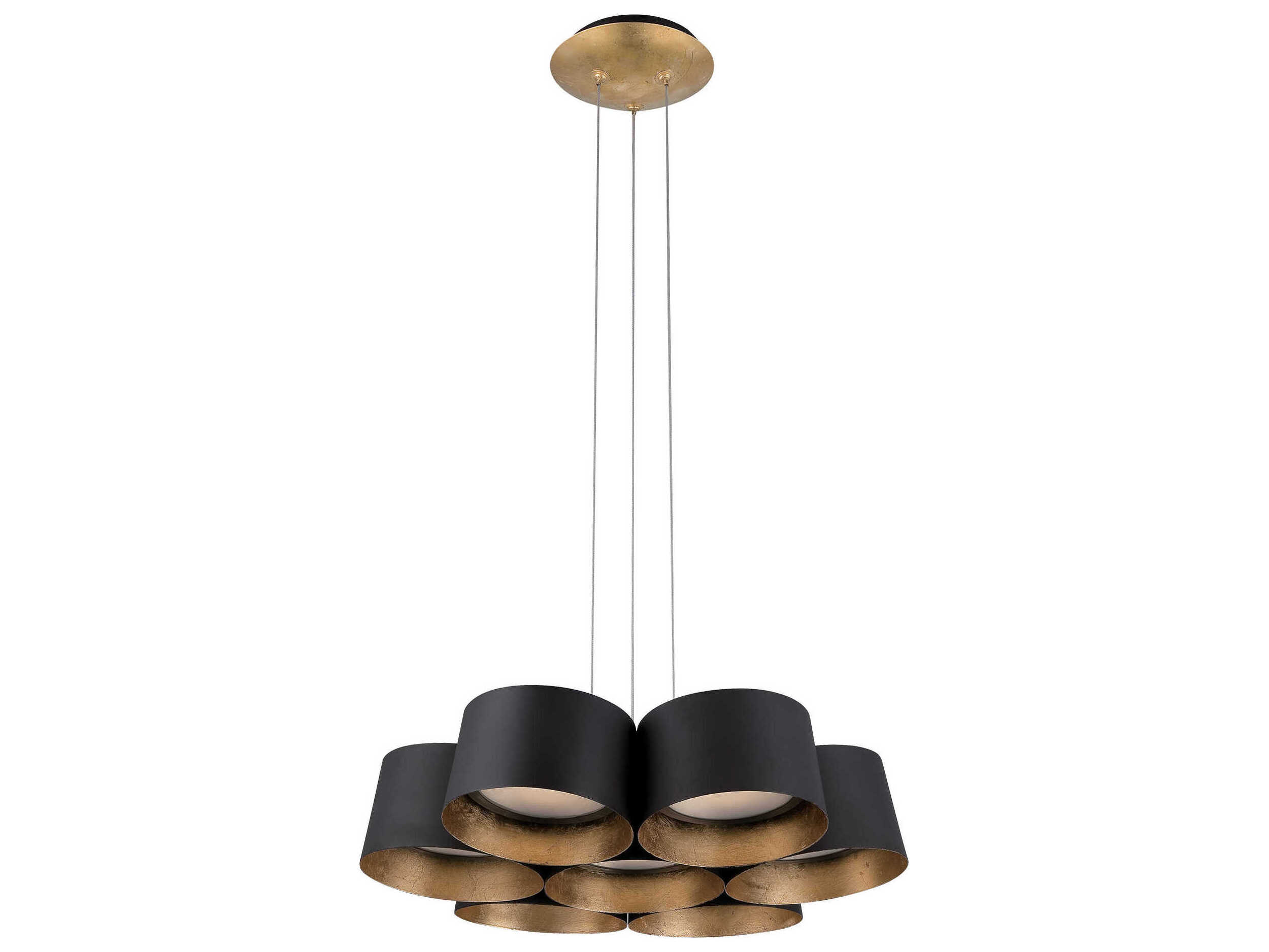 Modern Forms Marimba 7-Light Black Gold Leaf Glass LED Drum Pendant
