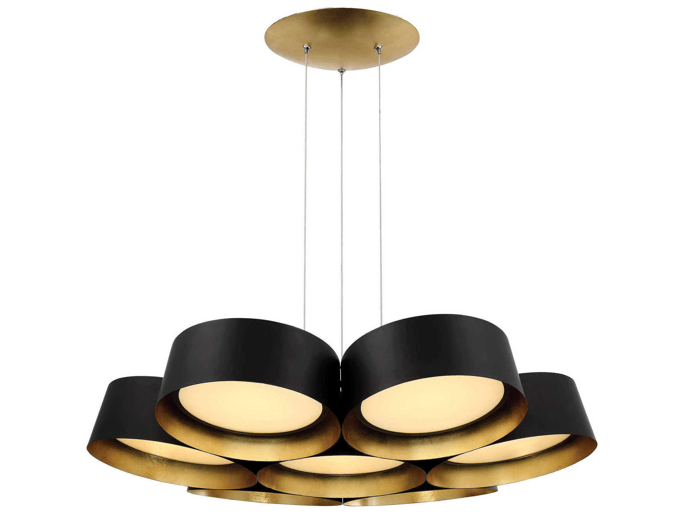 Modern Forms Marimba 7-Light Black Gold Leaf Glass LED Drum Pendant