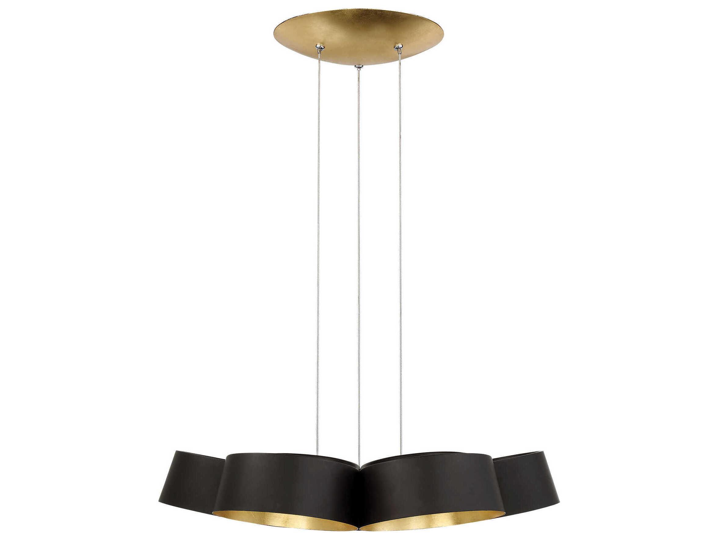 Modern Forms Marimba 7-Light Black Gold Leaf Glass LED Drum Pendant