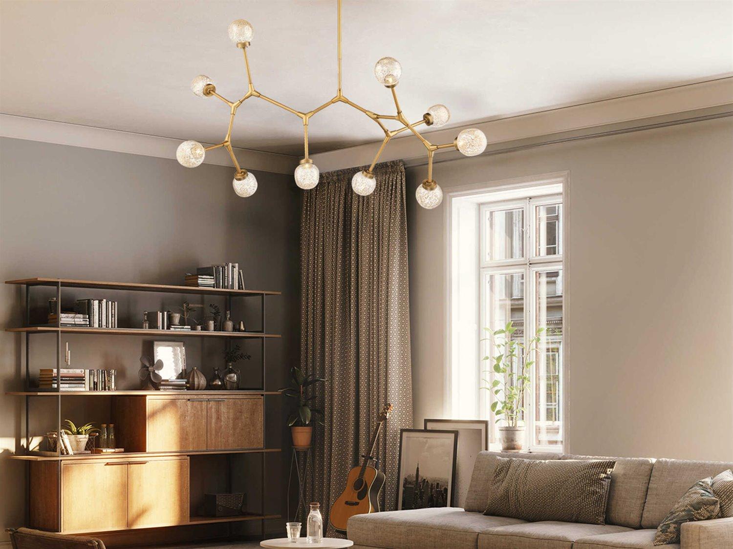 Modern Forms Catalyst 10-Light Aged Brass Glass LED Globe Chandelier