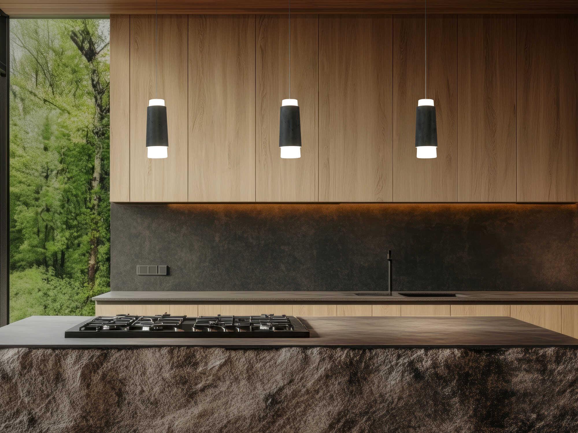 Modern Forms Chauncey 1-Light Bassalt Stone Black Mini Pendant