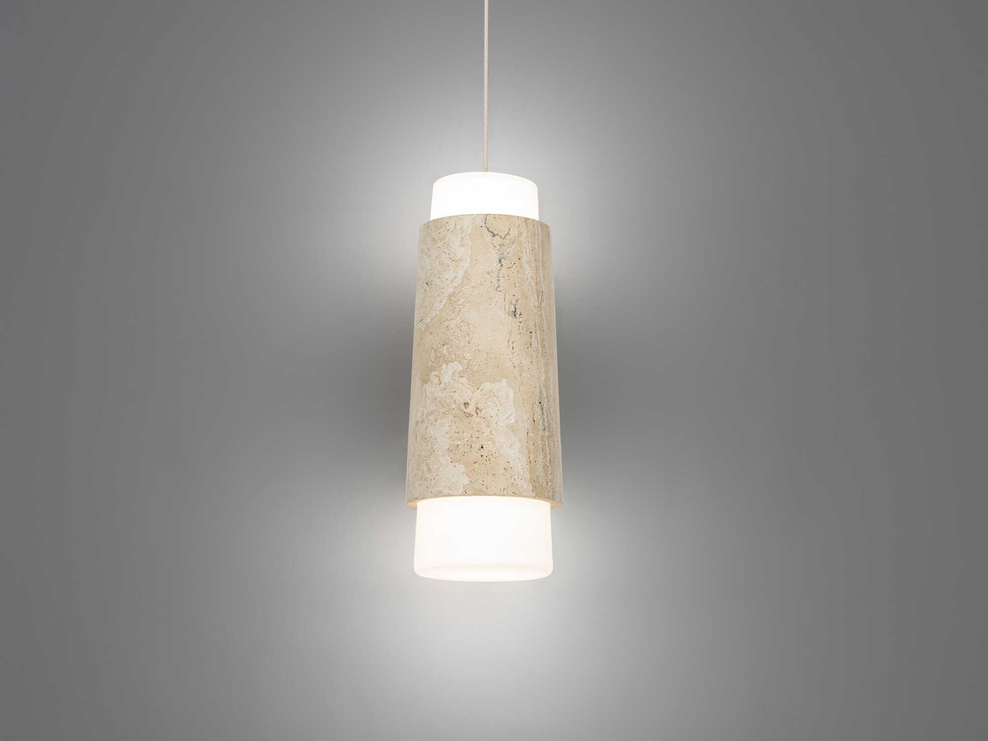 Modern Forms Chauncey 1-Light Beige Travertine Aged Brass Linear Mini Pendant