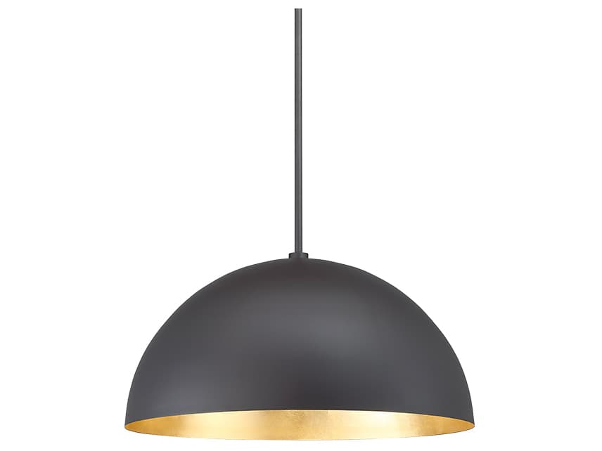 Modern Forms Yolo 1-Light Black Gold Leaf Glass LED Dome Pendant