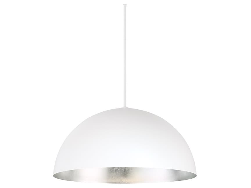 Modern Forms Yolo 1-Light White Silver Leaf Glass LED Dome Pendant