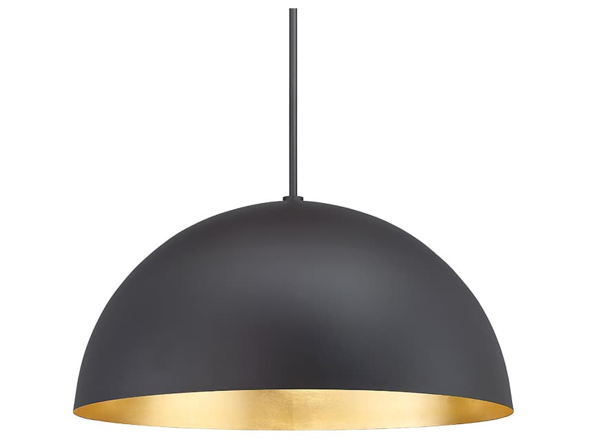 Modern Forms Yolo 1-Light Black Gold Leaf Glass LED Dome Pendant