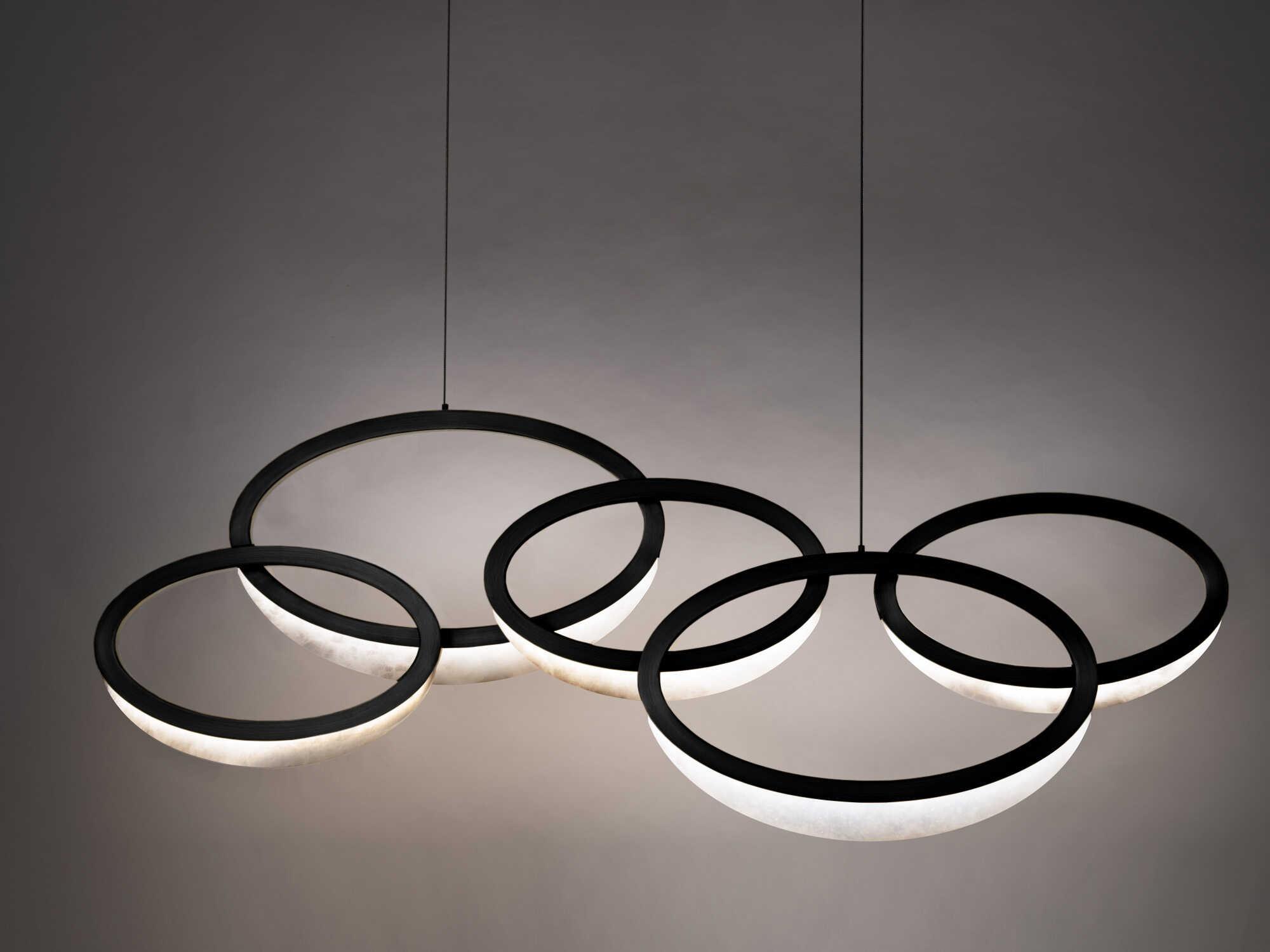 Modern Forms Orion 5-Light Black Glass LED Geometric Island Pendant