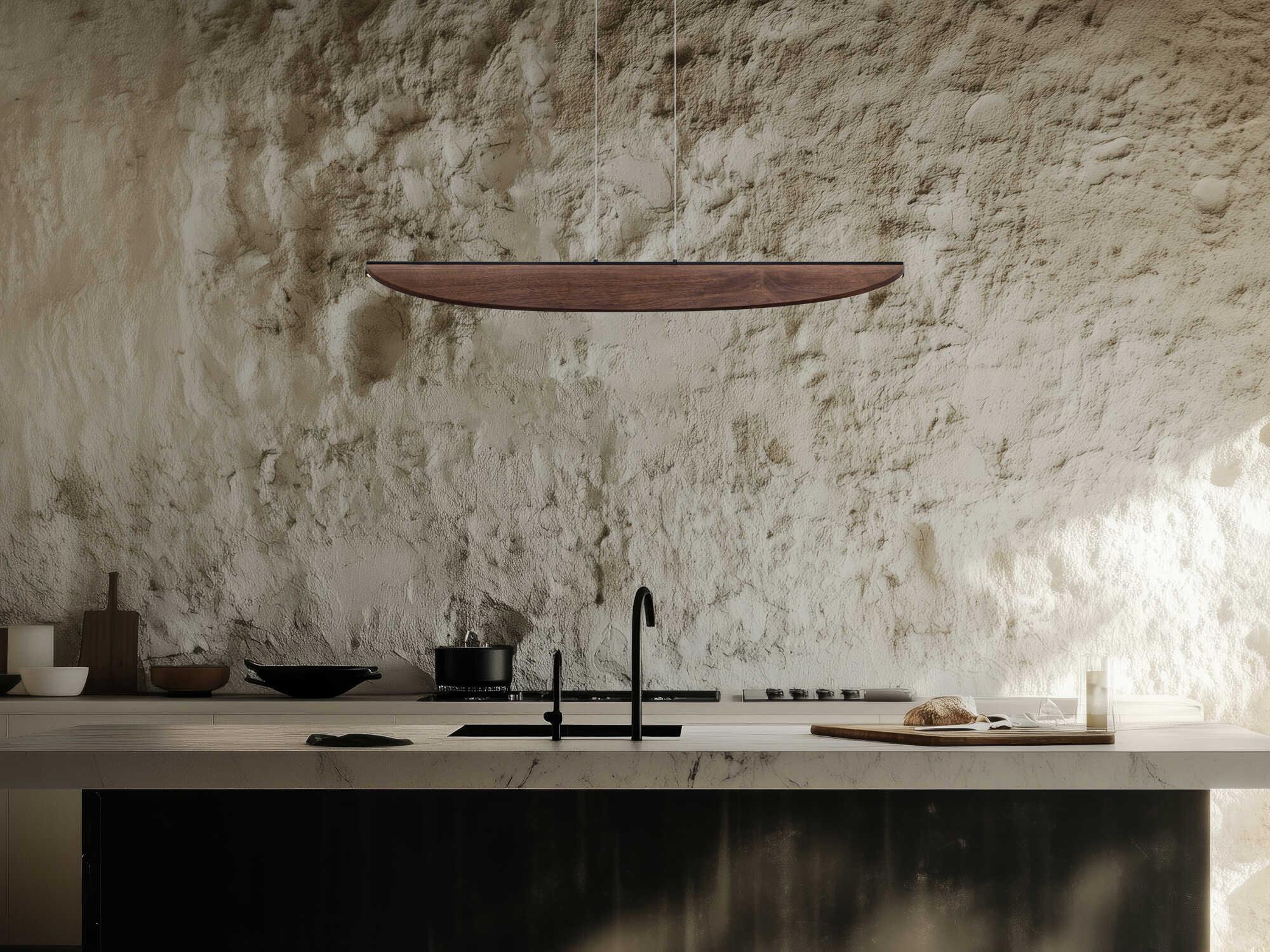 Modern Forms Kiefer 1-Light Black Dark Walnut Brown Linear Island Pendant