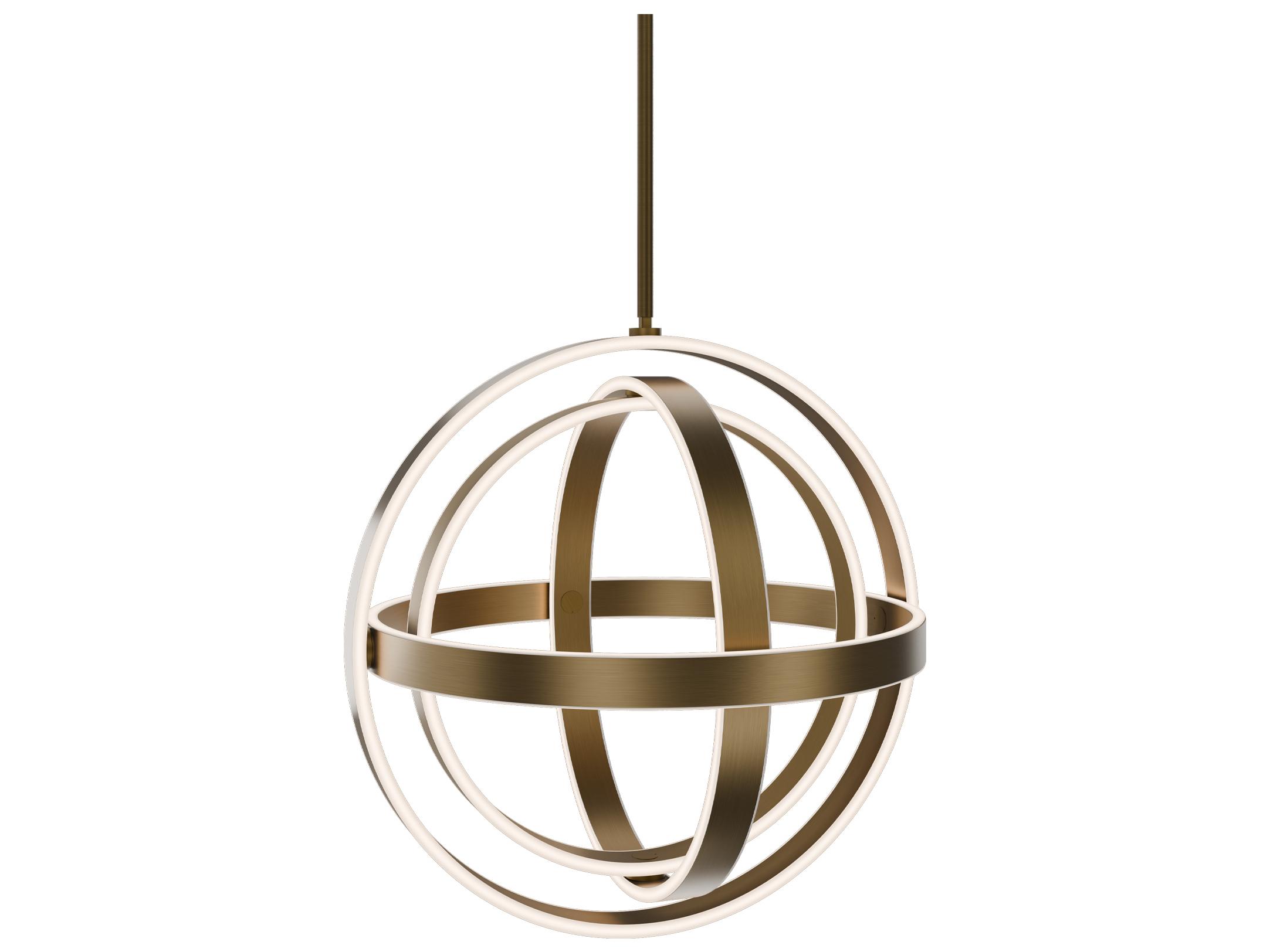 Modern Forms Kinetic 1-Light Aged Brass Globe Pendant