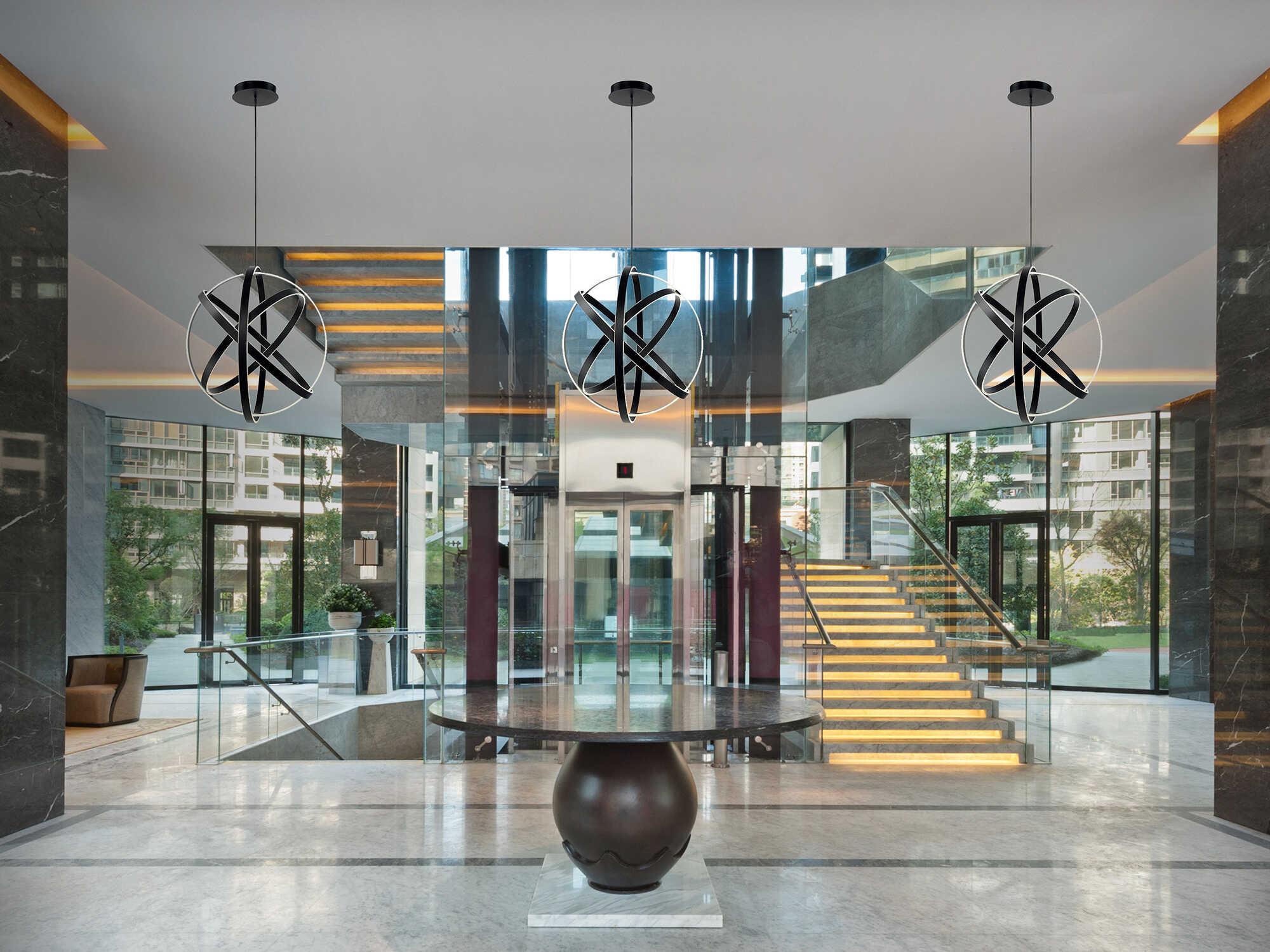 Modern Forms Kinetic 1-Light Black Globe Pendant