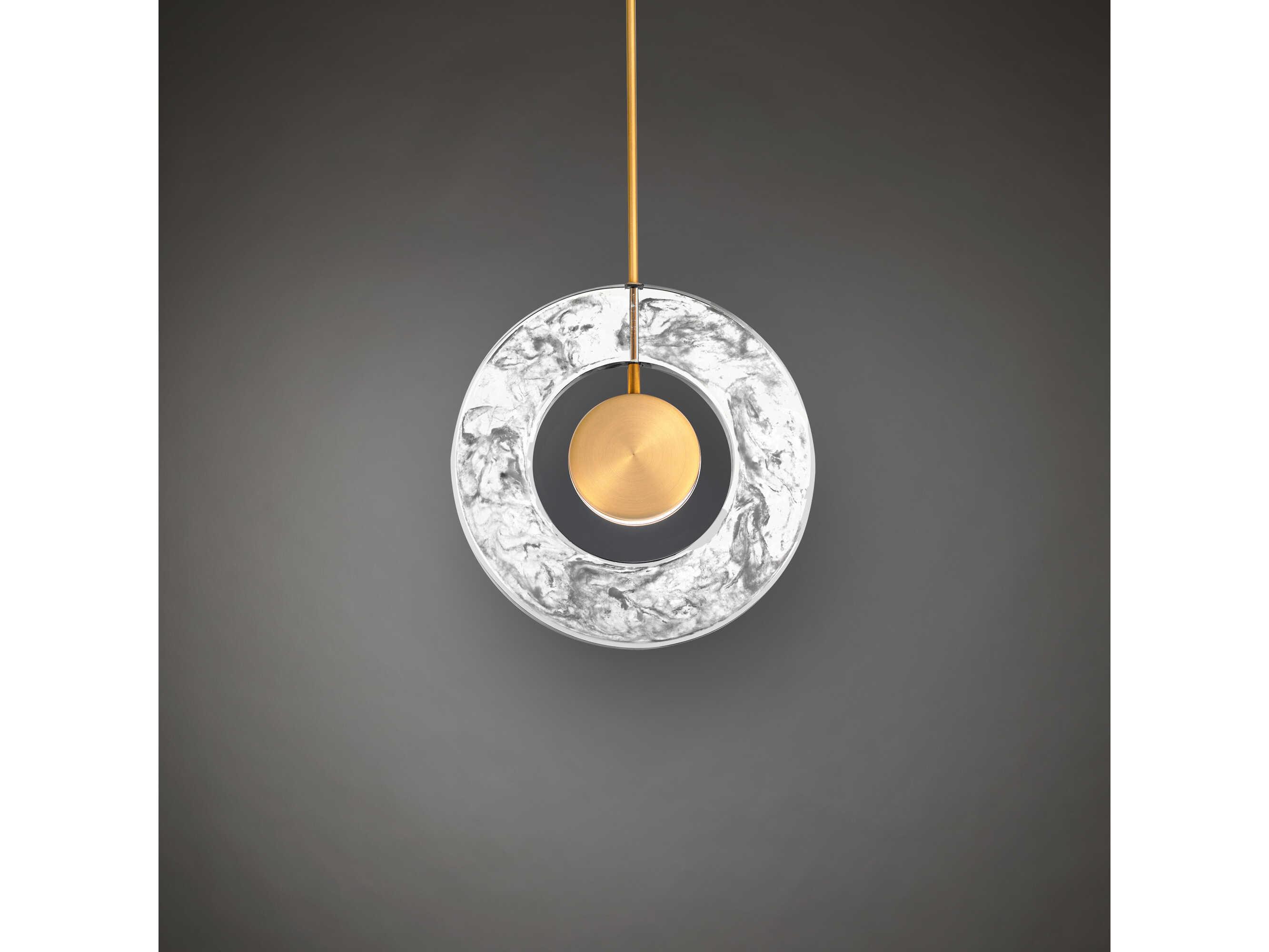 Modern Forms Cymbal 1-Light Aged Brass LED Round Pendant