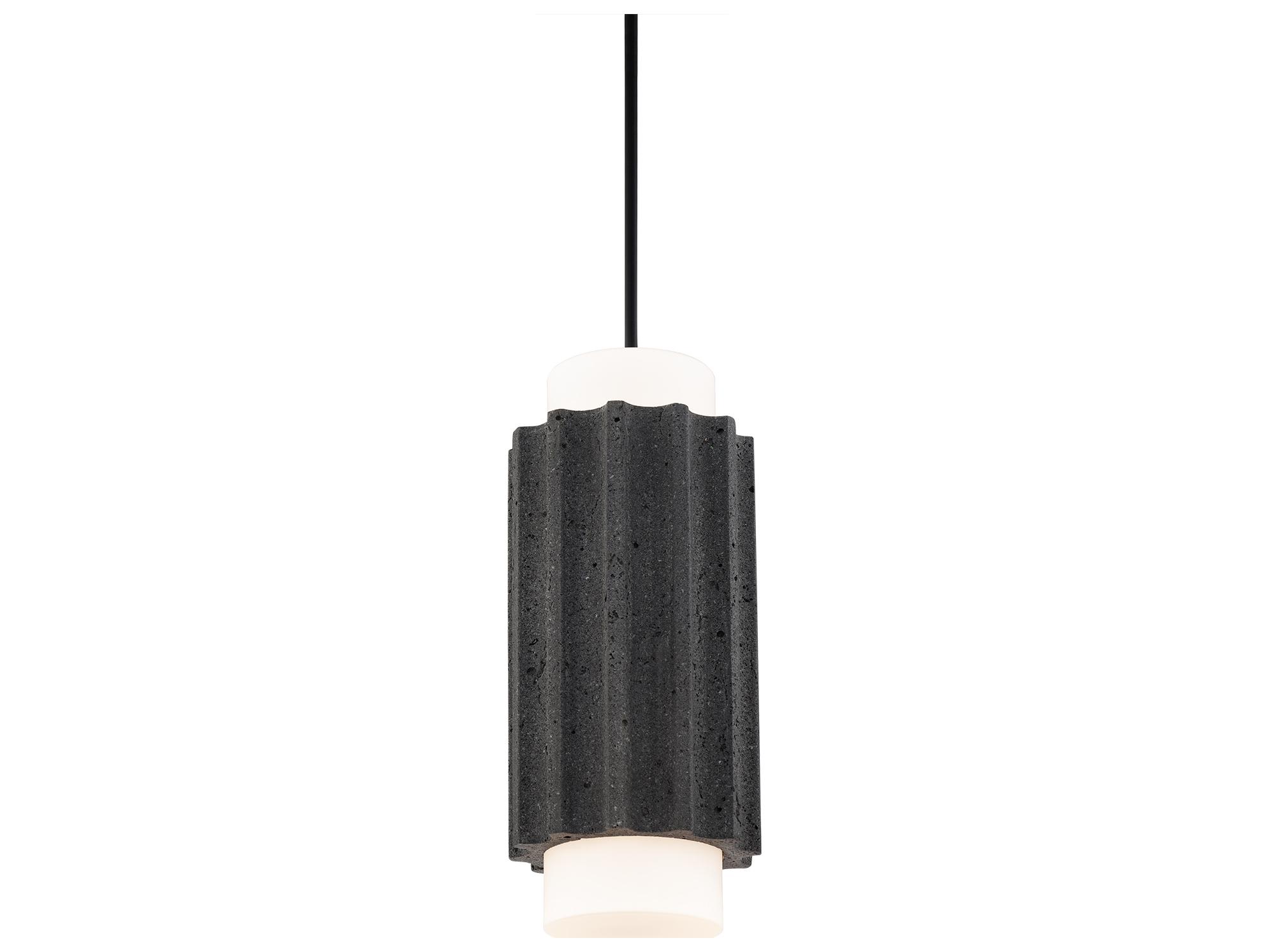 Modern Forms Caviar 1-Light Bassalt Stone Black Cylinder Mini Pendant
