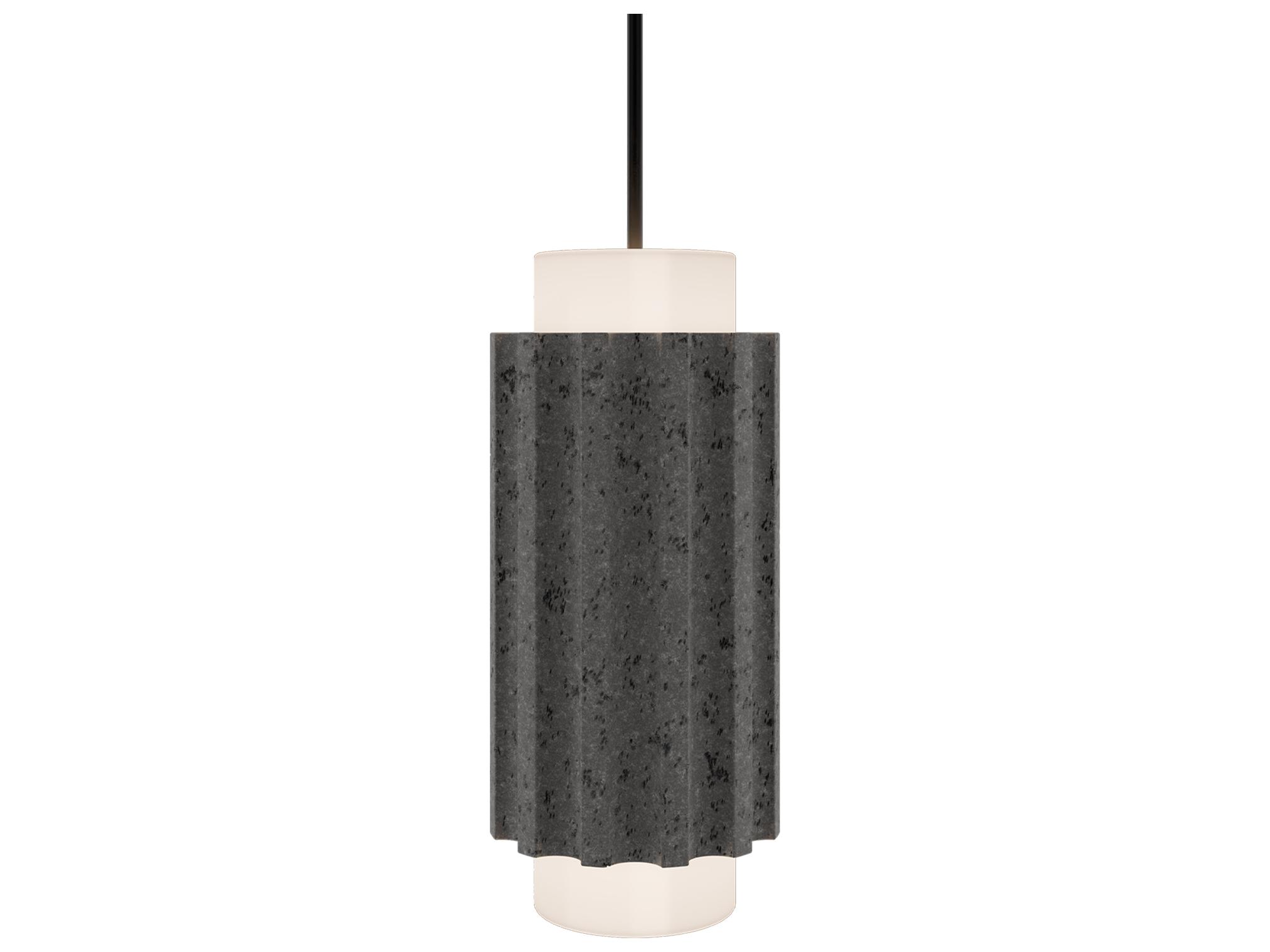 Modern Forms Caviar 1-Light Bassalt Stone Black Cylinder Mini Pendant