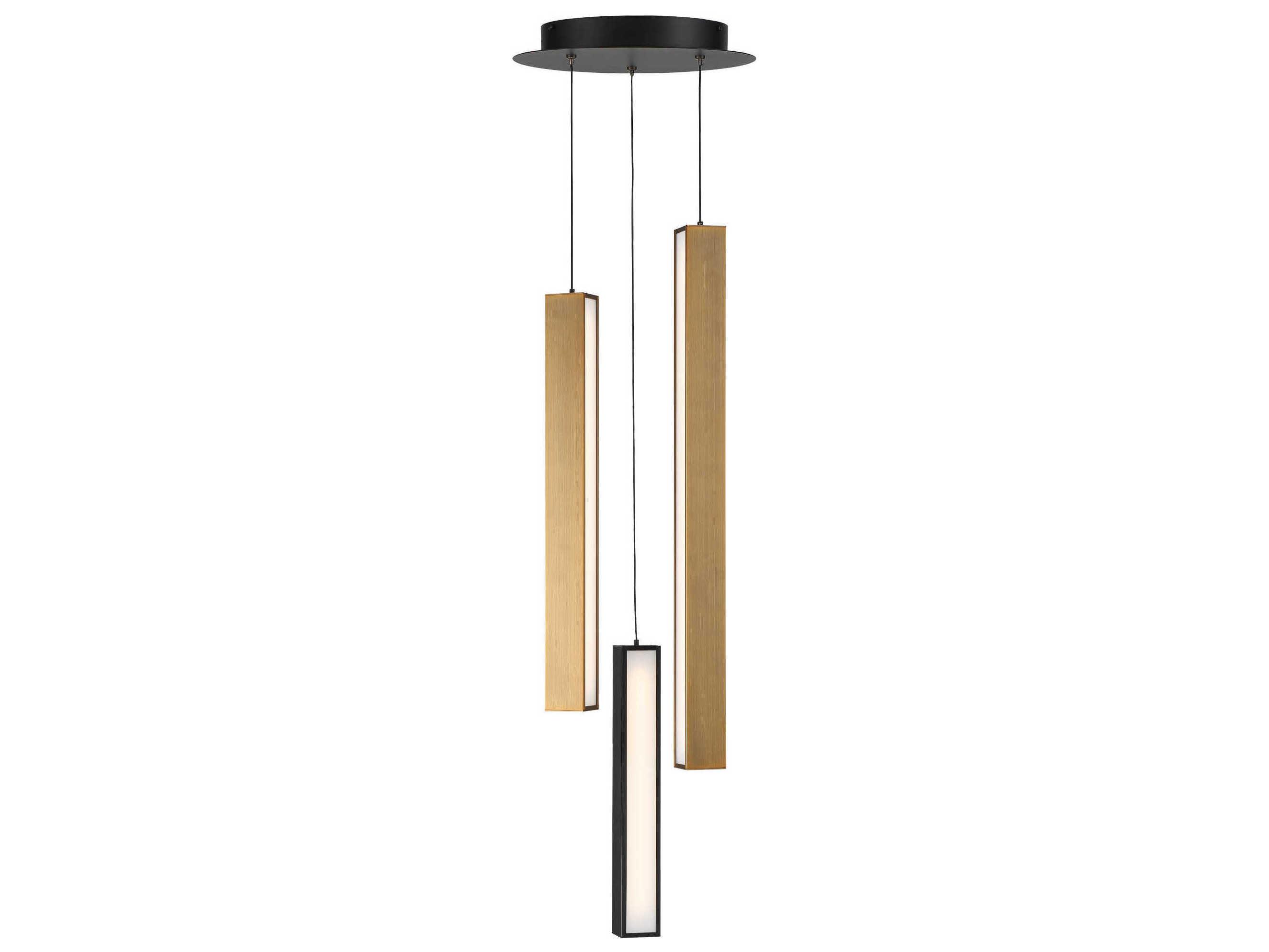 Modern Forms Chaos 3-Light Black Aged Brass LED Geometric Mini Pendant