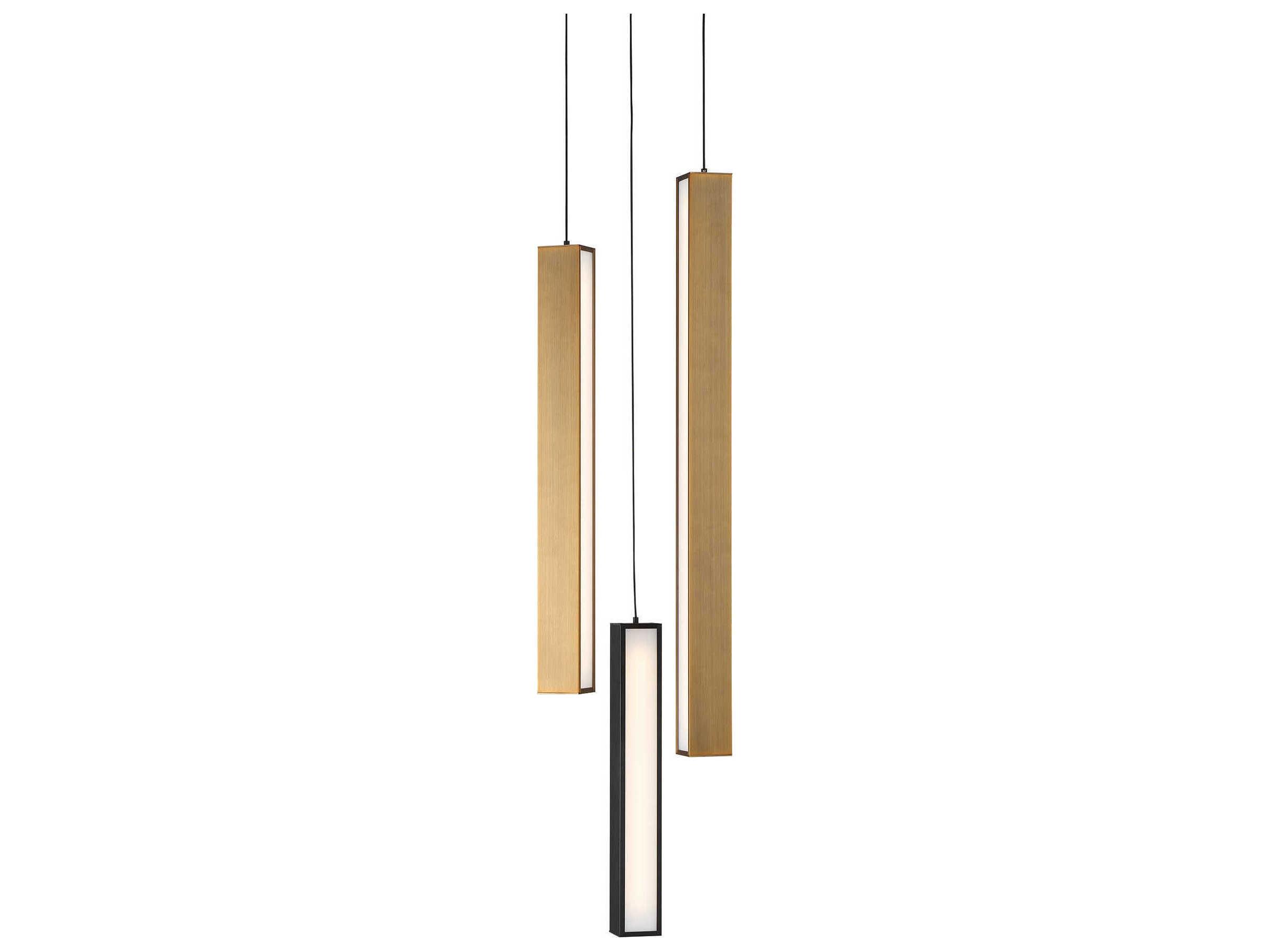 Modern Forms Chaos 3-Light Black Aged Brass LED Geometric Mini Pendant