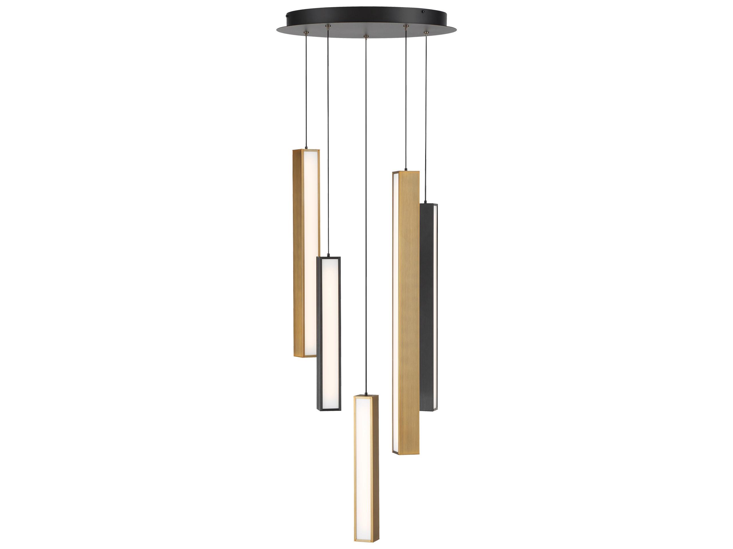Modern Forms Chaos 5-Light Black Aged Brass LED Geometric Pendant