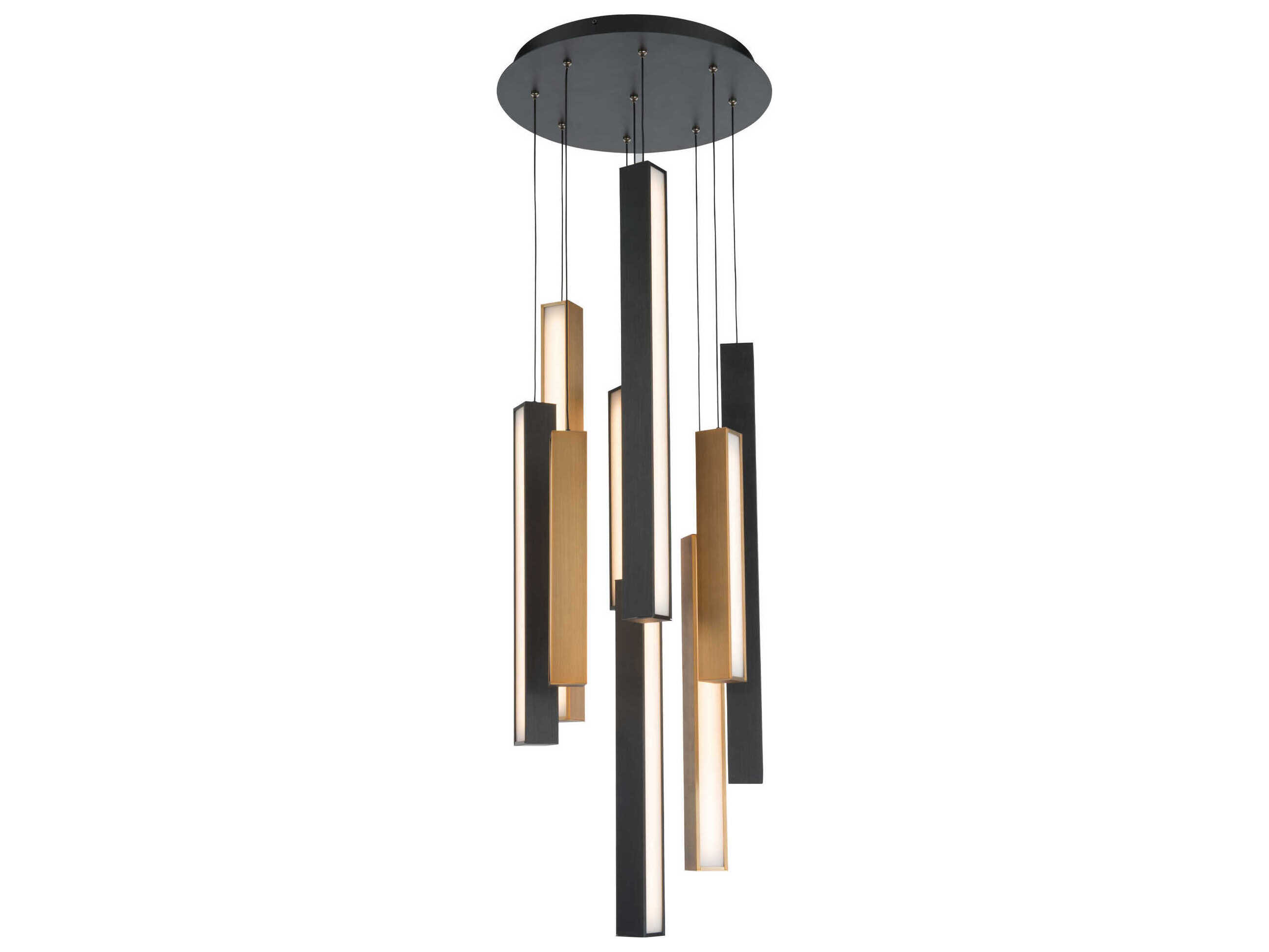 Modern Forms Chaos 9-Light Black Aged Brass LED Geometric Pendant