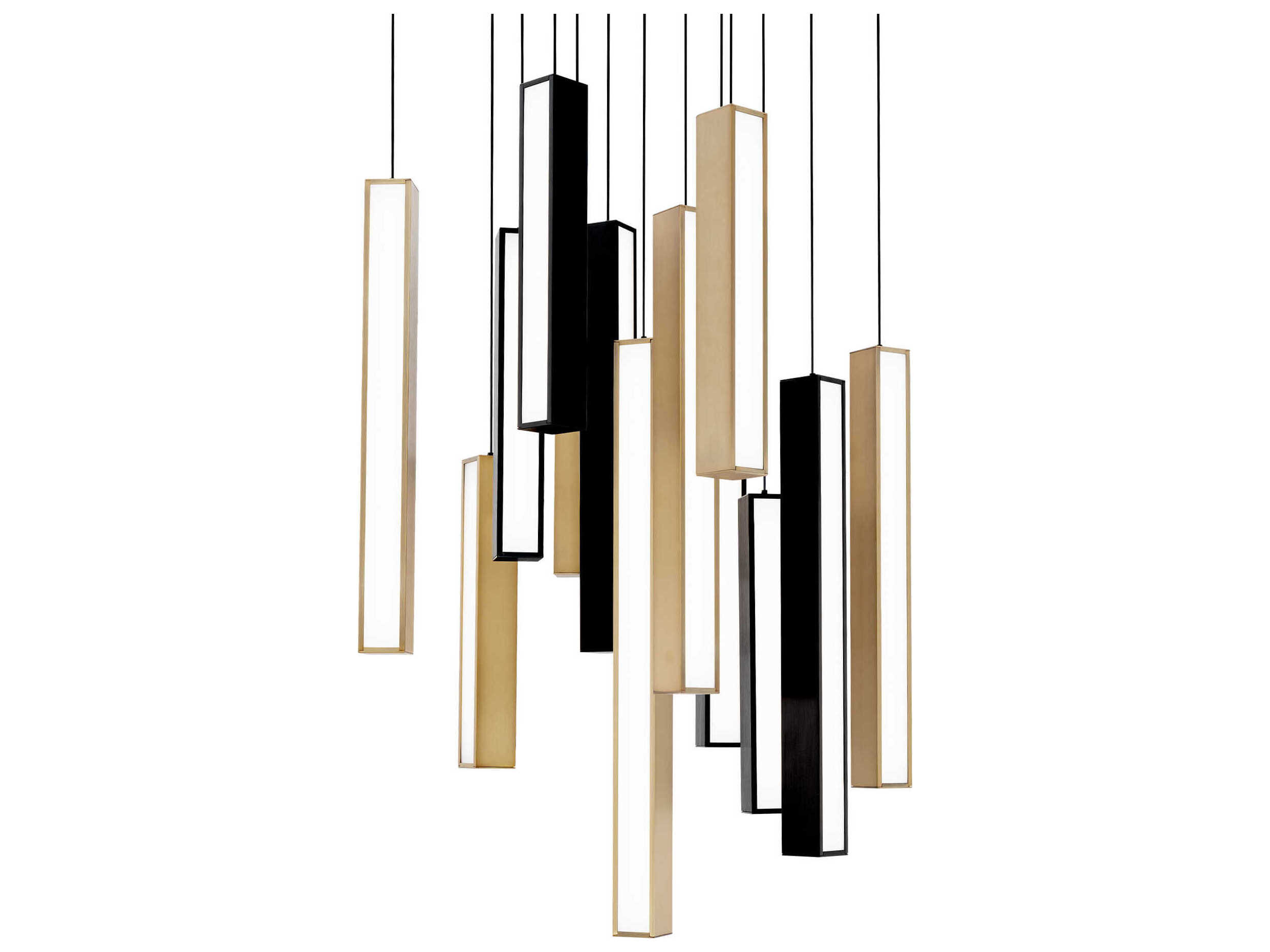 Modern Forms Chaos 13-Light Black Aged Brass Geometric Linear Pendant
