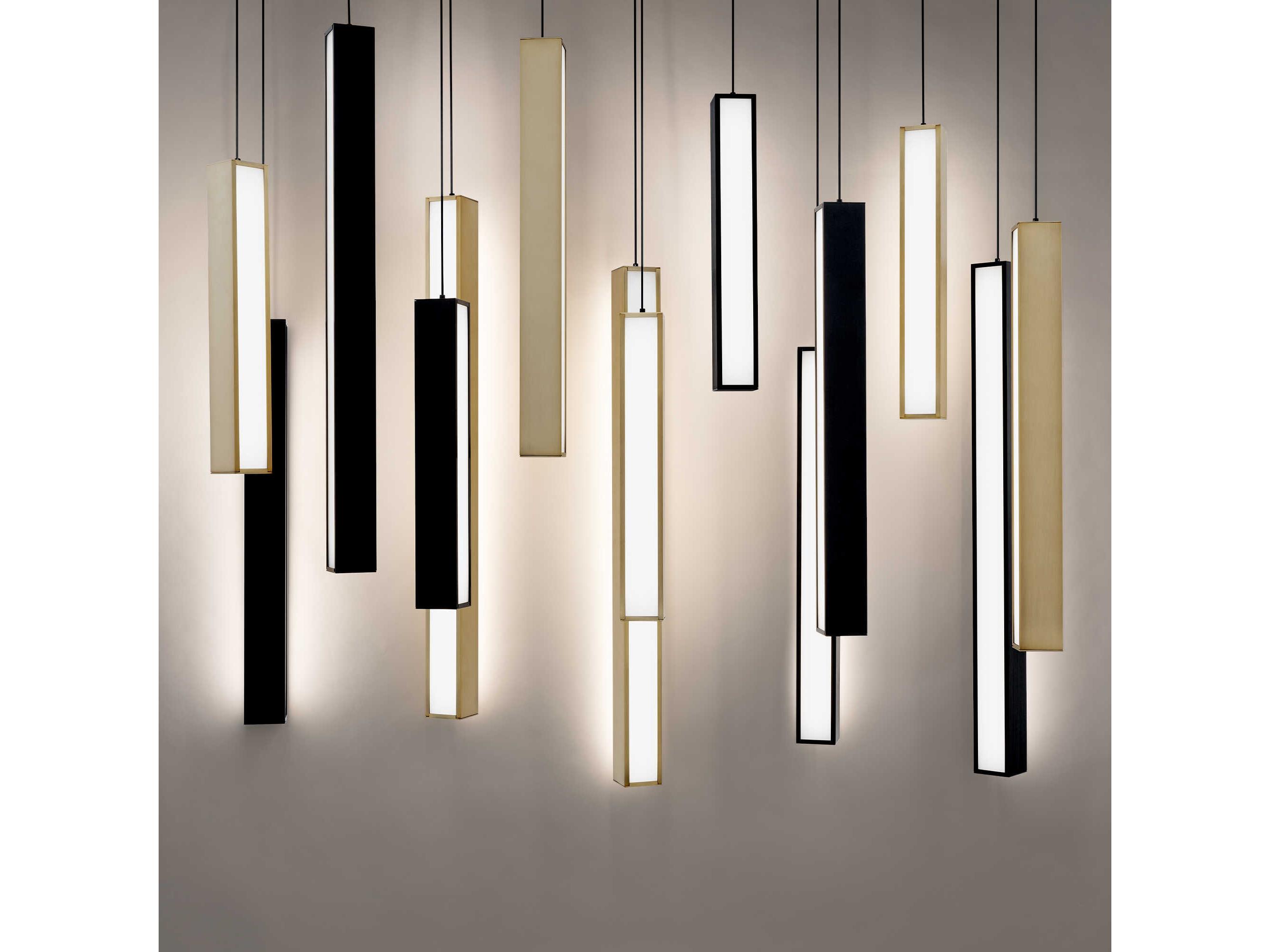 Modern Forms Chaos 14-Light Black Aged Brass Geometric Linear Island Pendant