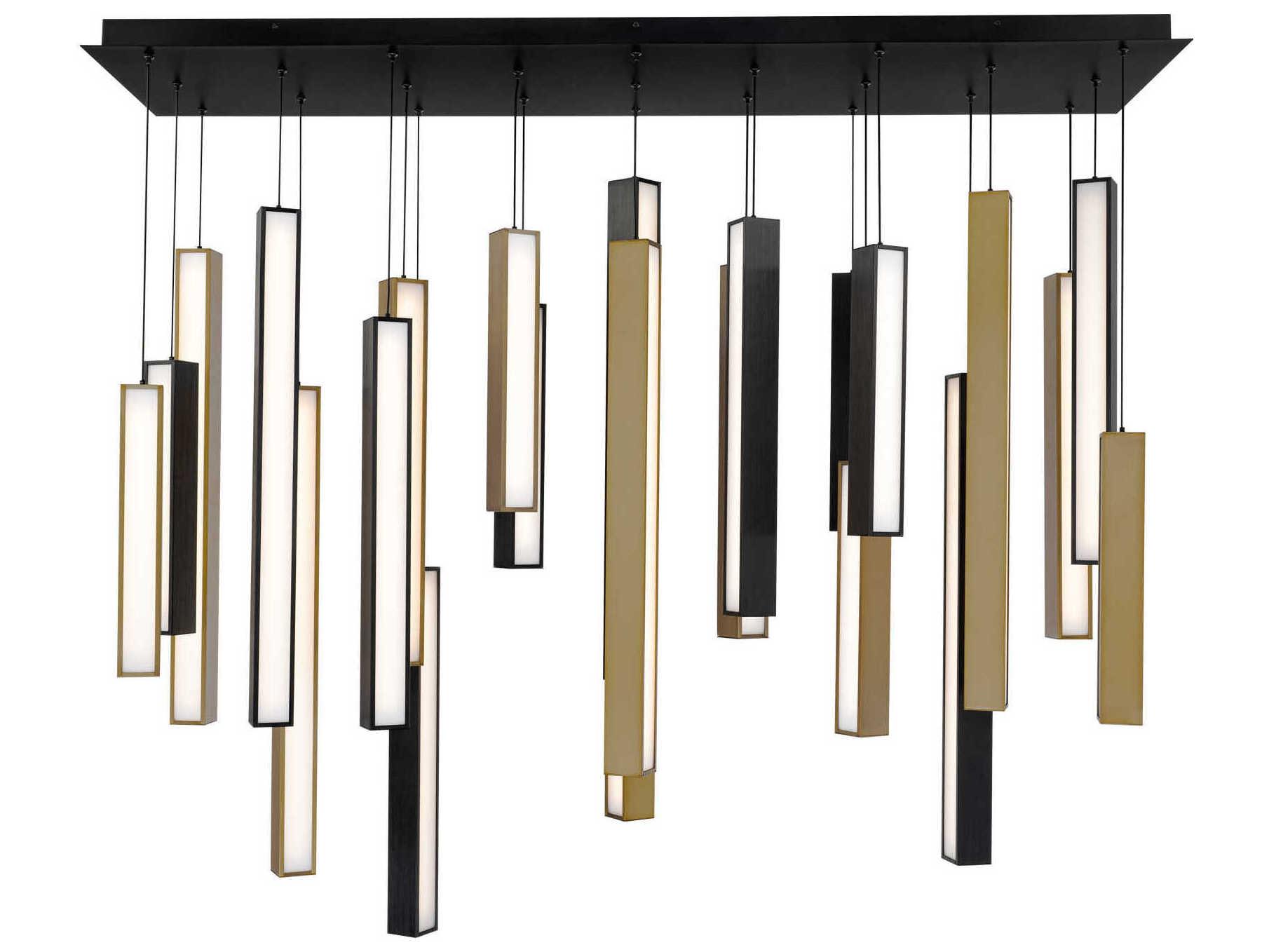 Modern Forms Chaos 23-Light Black Aged Brass Geometric Linear Island Pendant