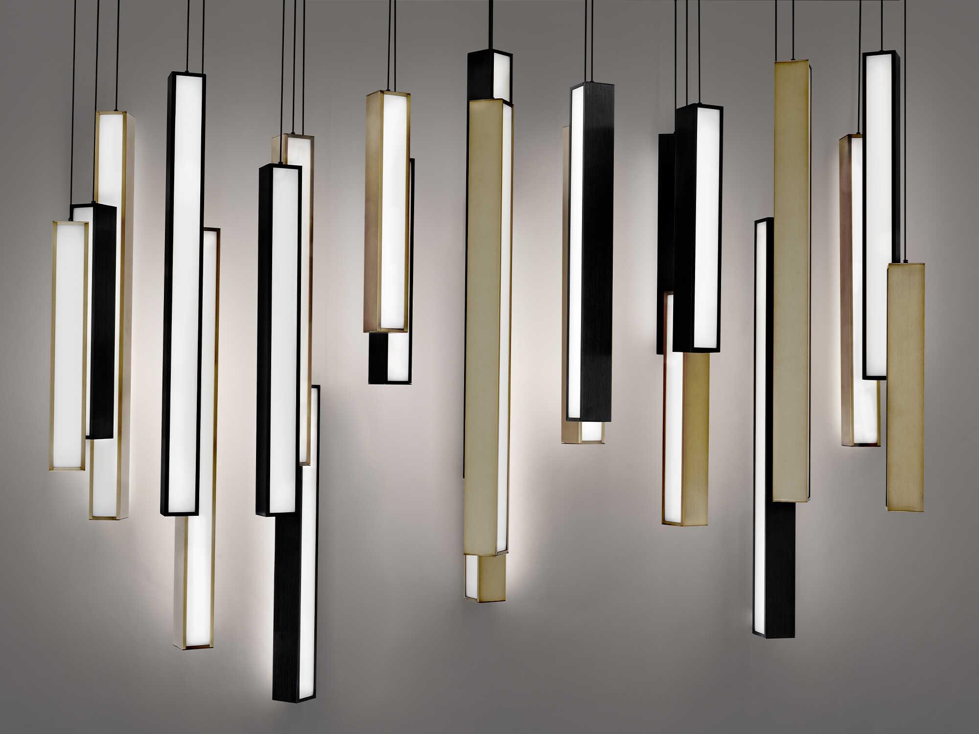 Modern Forms Chaos 23-Light Black Aged Brass Geometric Linear Island Pendant