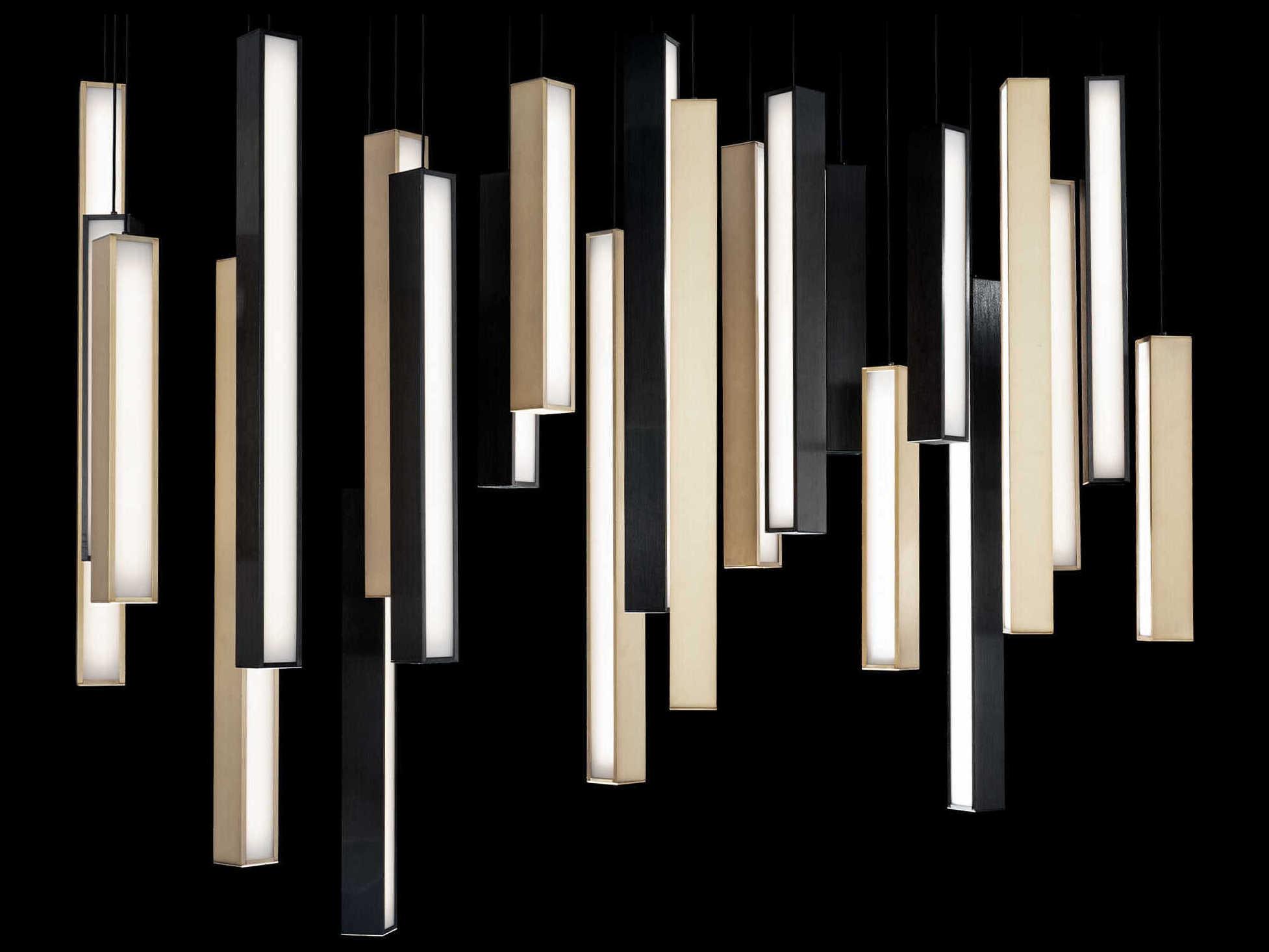 Modern Forms Chaos 23-Light Black Aged Brass Geometric Linear Island Pendant