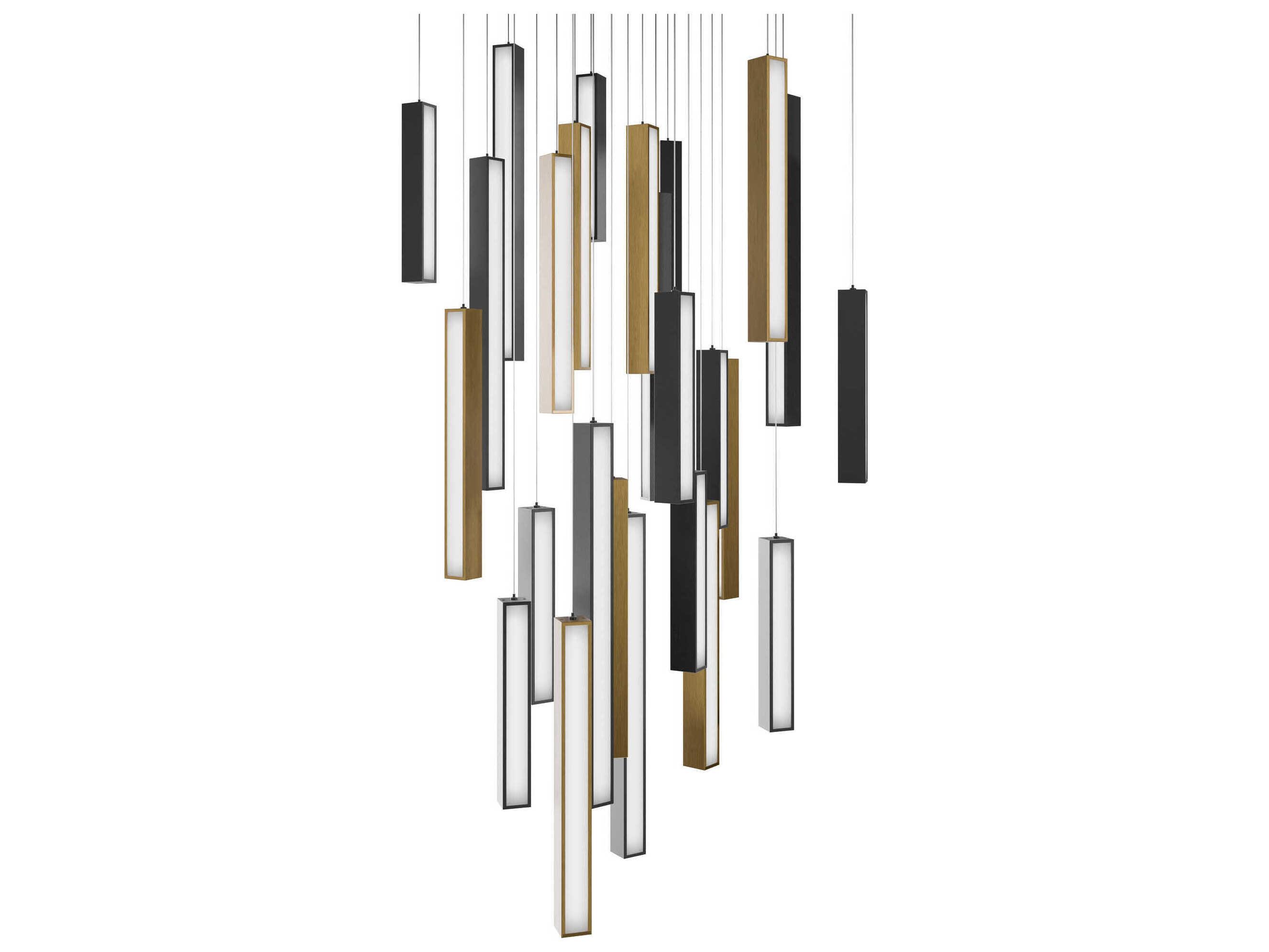 Modern Forms Chaos 25-Light Black Aged Brass Geometric Linear Pendant